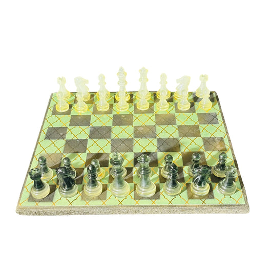 Gold Striped Green - Scrapbook Chess Set