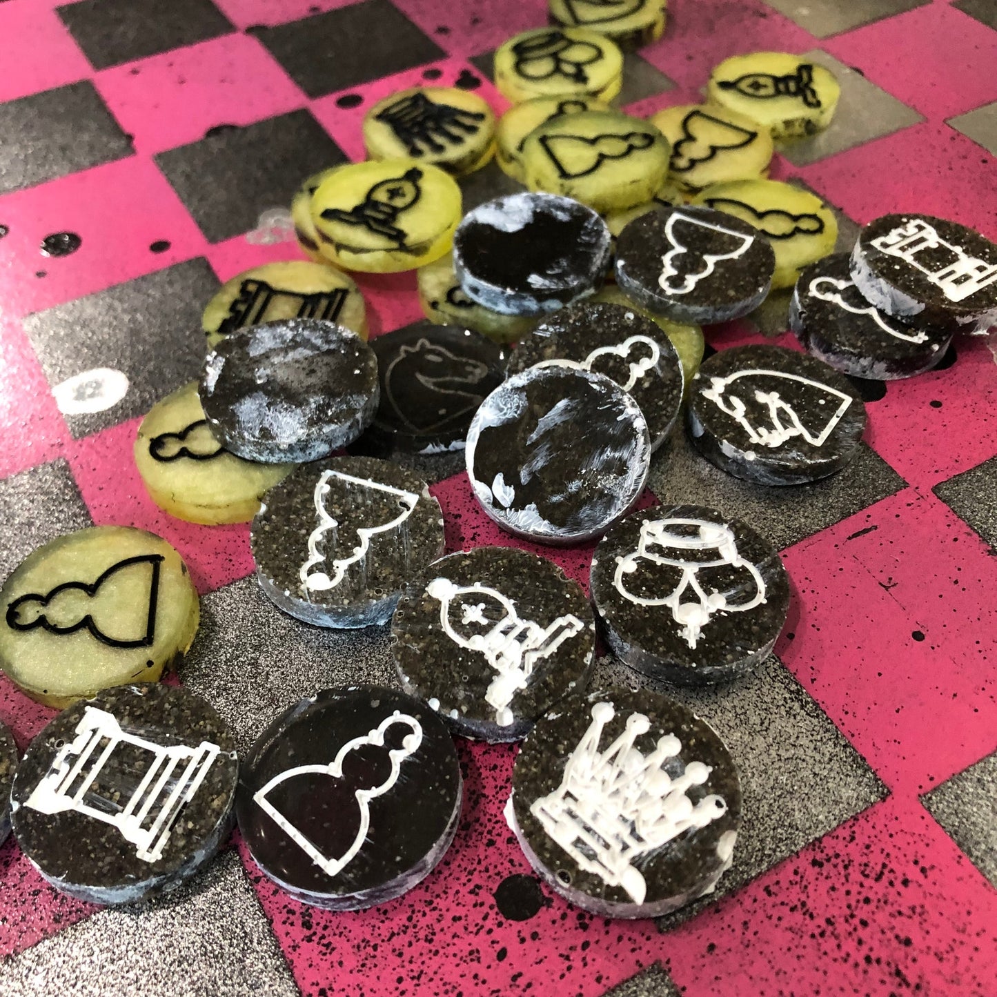 Chrome Pink - Painted Chess Set