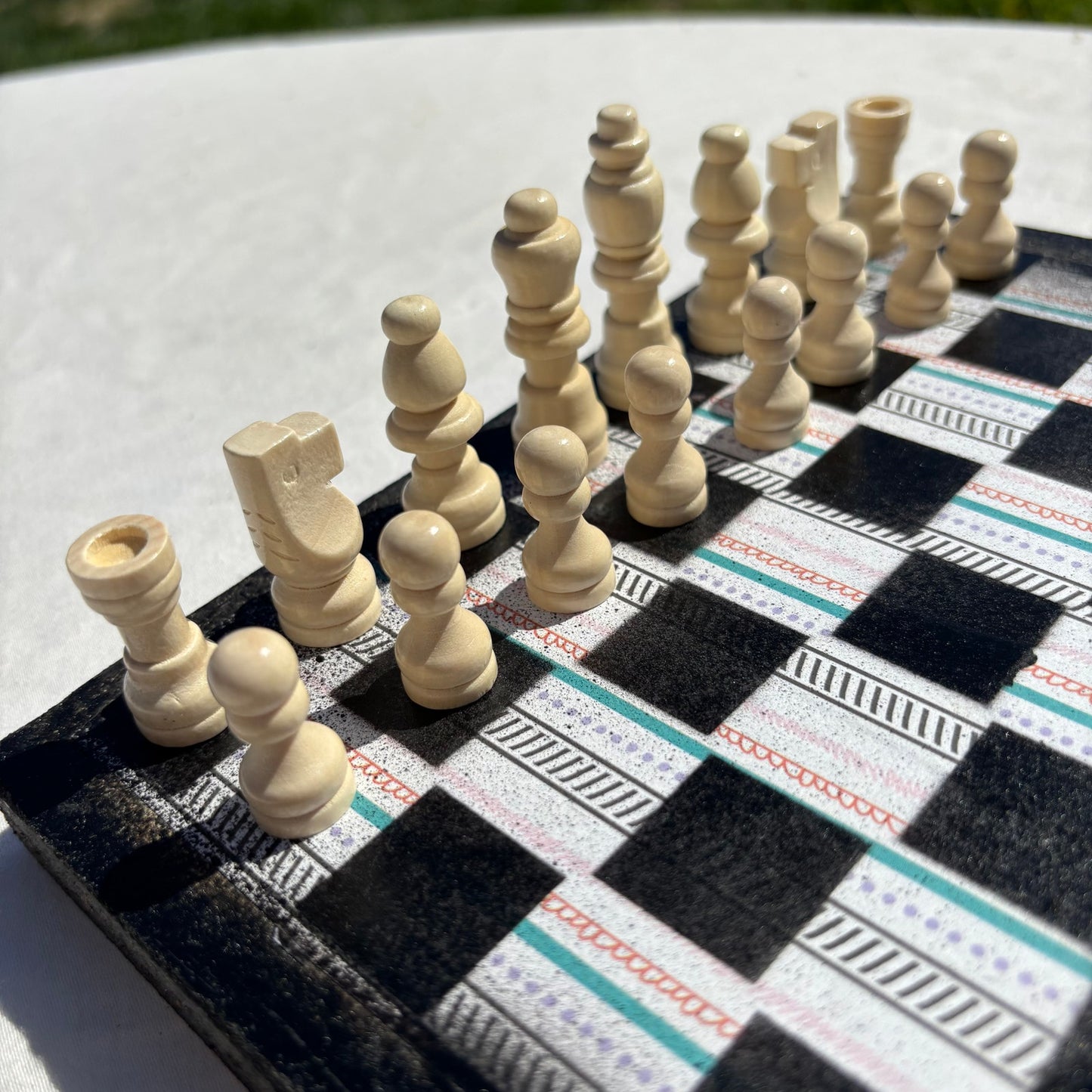 Vintage Lined Pattern - Scrapbook Chess Set
