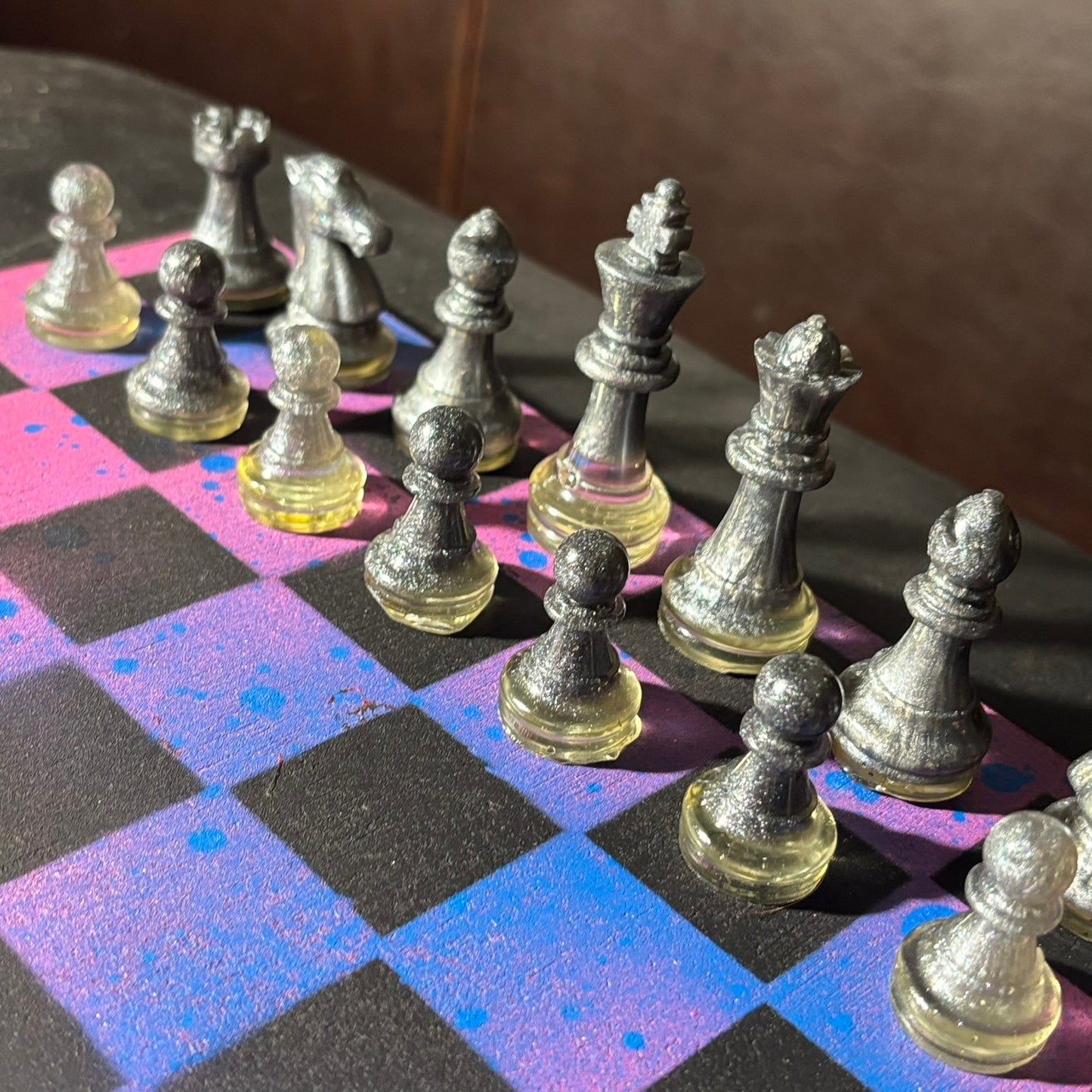 Purple Dripped Space - Painted Chess Set