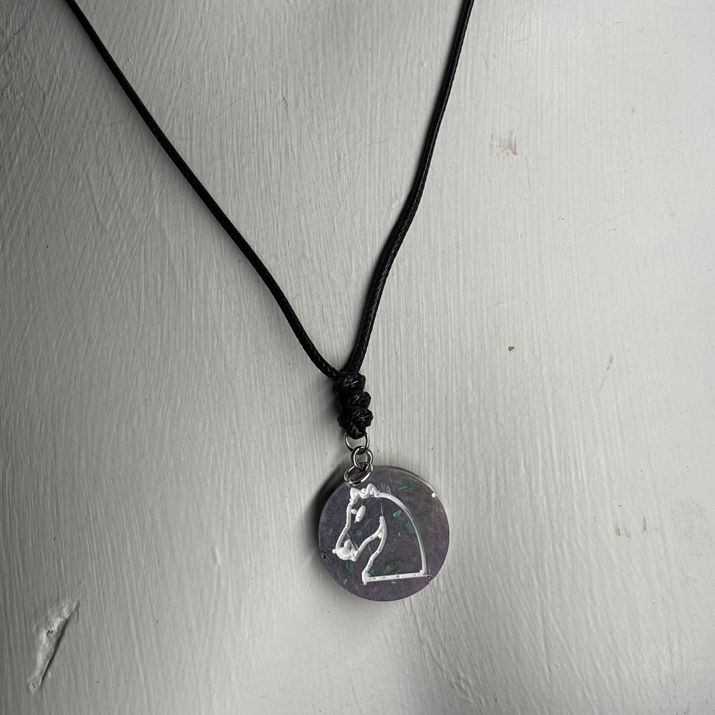 Purple Knight - Handmade Resin Chess Necklace