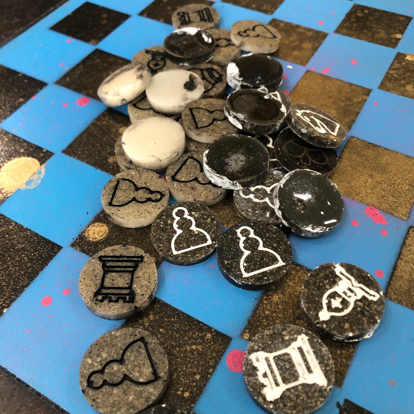 Party Blue - Painted Chess Set