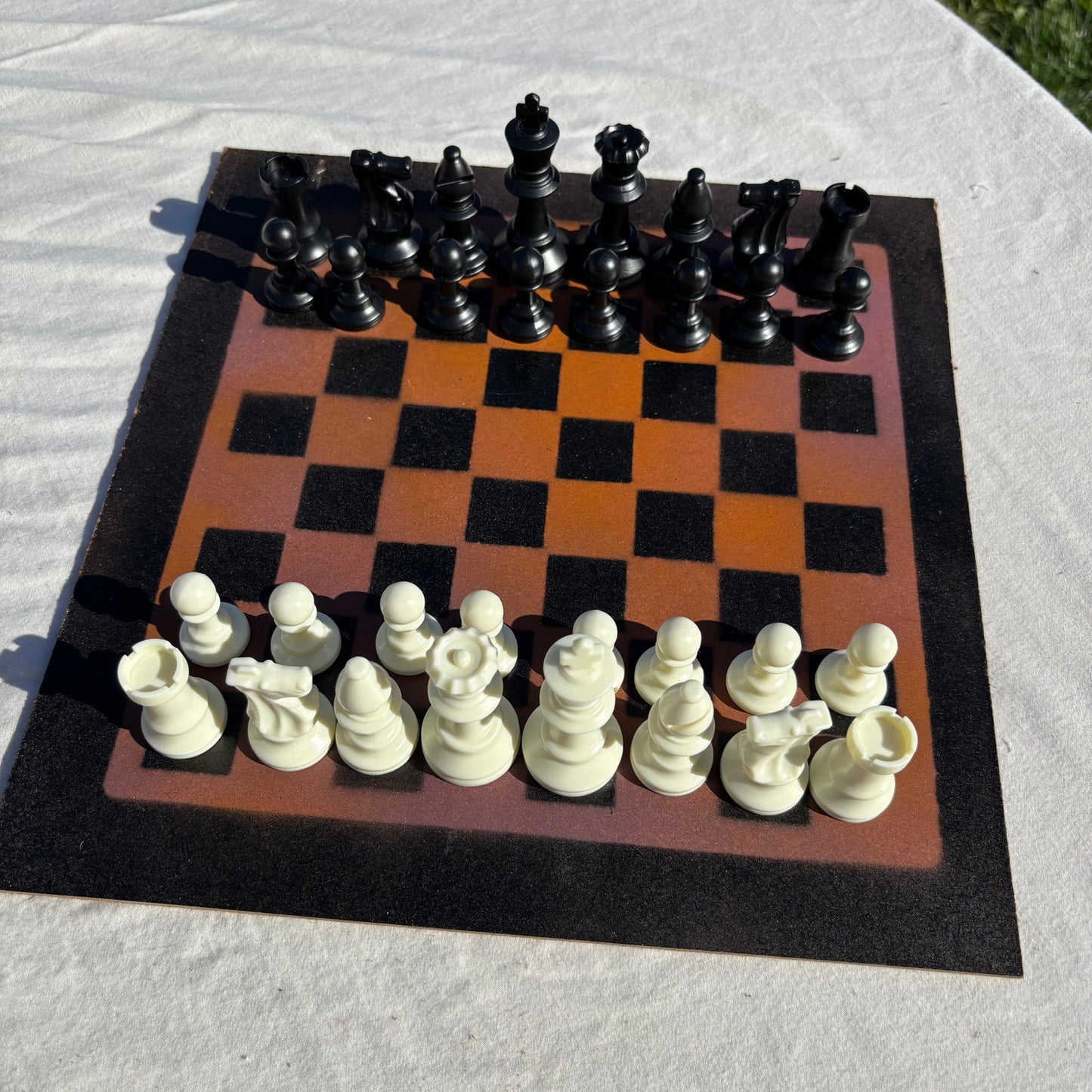 Orange & Black - Painted Chess Set