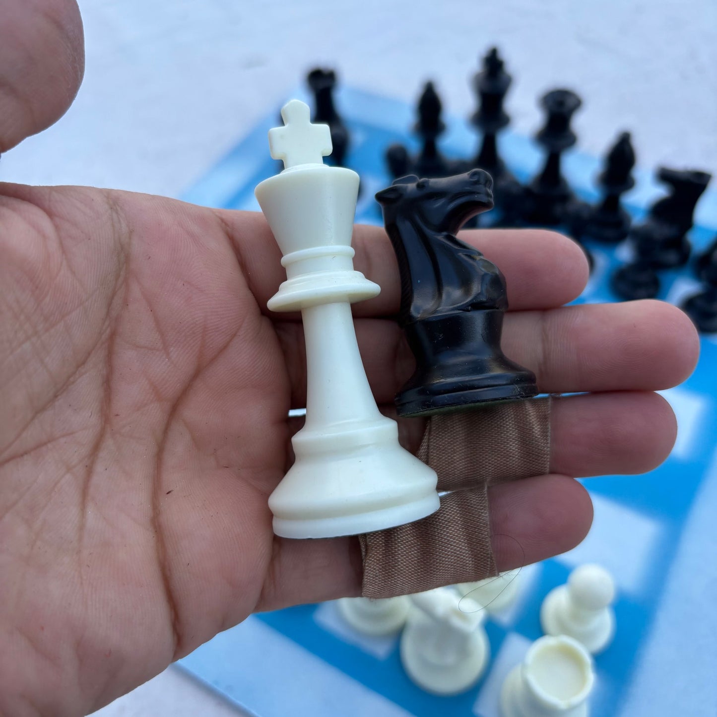 Blue & White - Painted Chess Set
