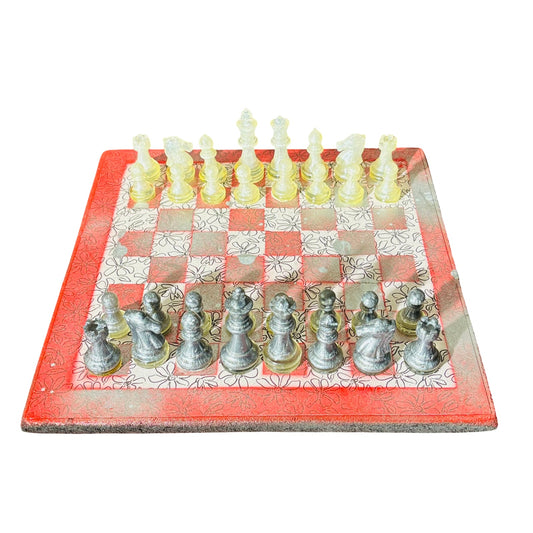 Silver Mist Red - Scrapbook Chess Set