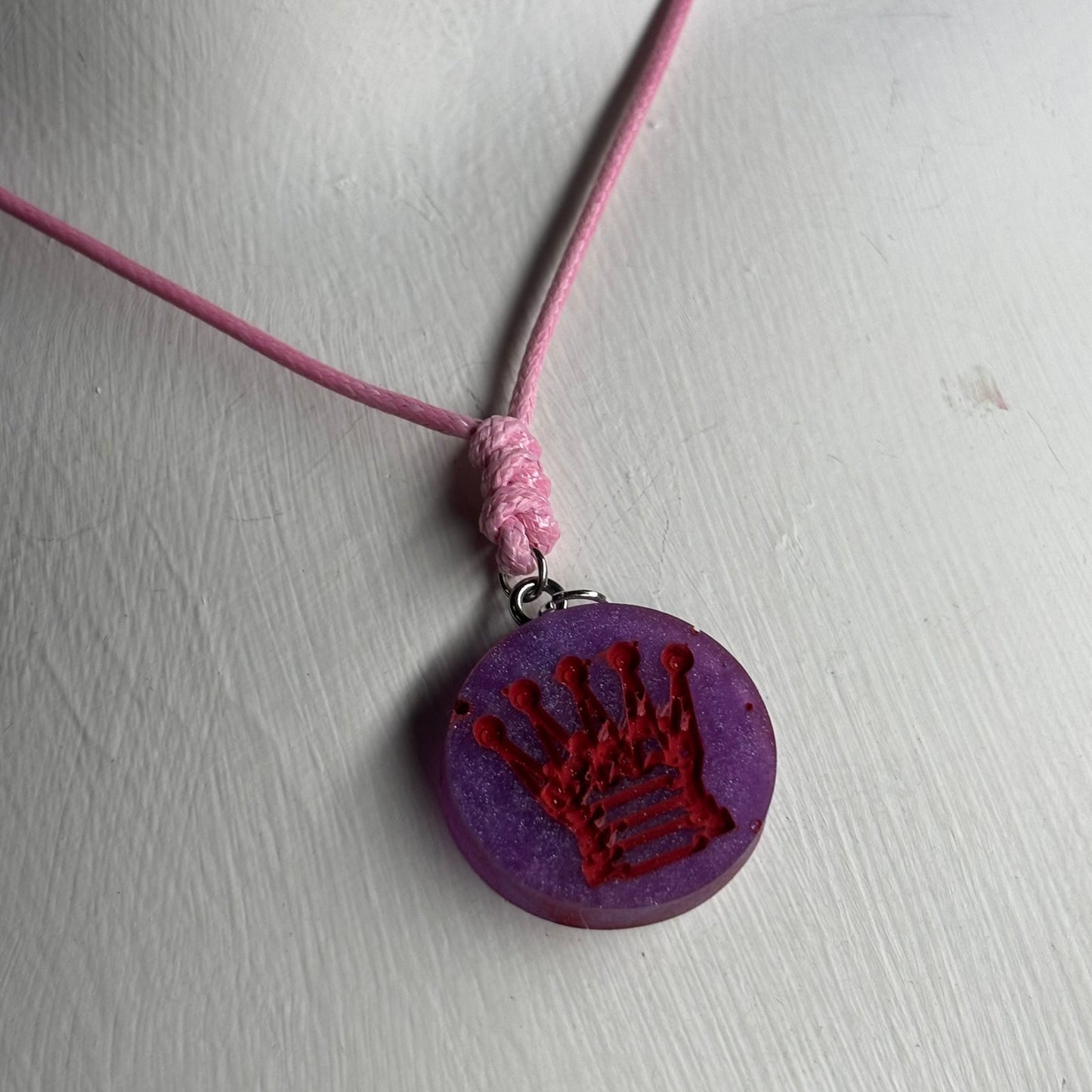 Purple Queen - Handmade Resin Chess Necklace
