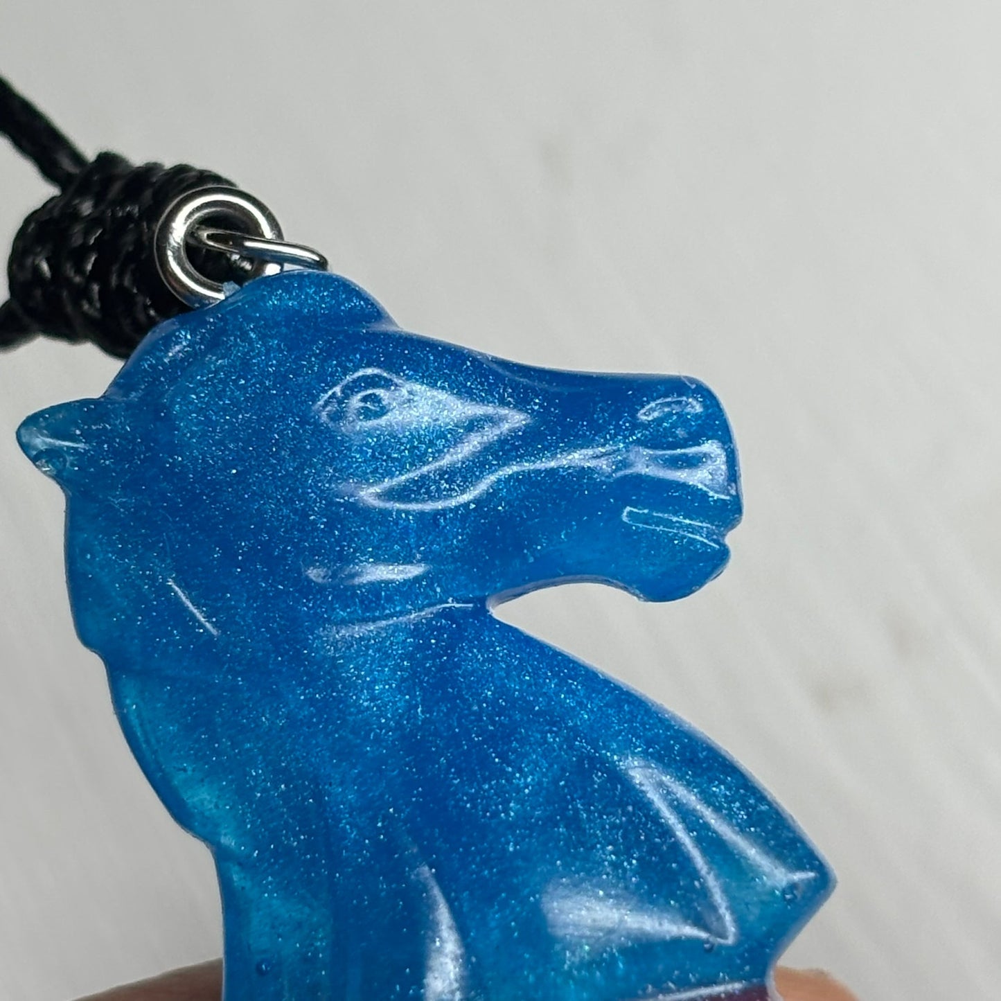 Blue & Red Knight - Handmade Resin Chess Necklace