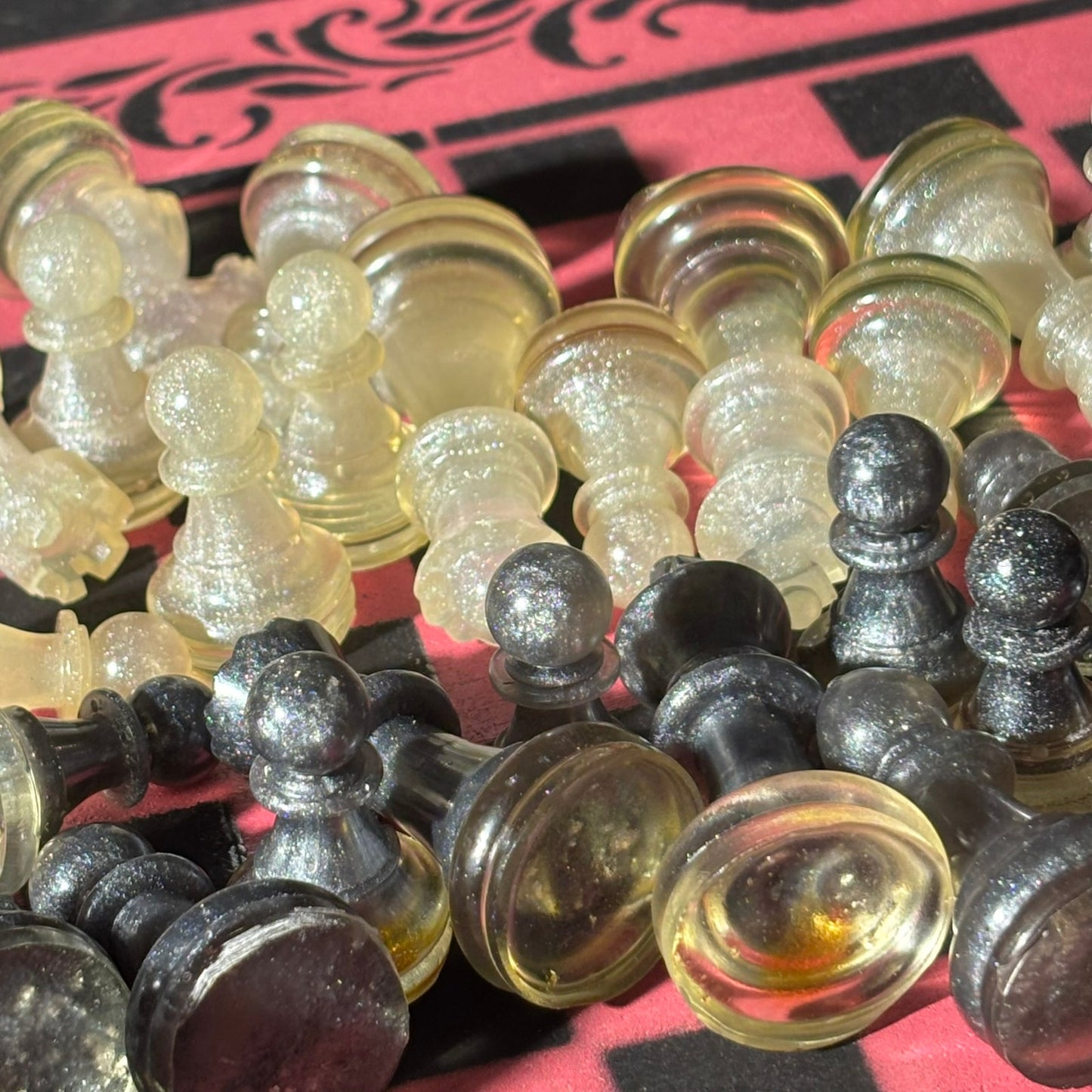 Pink & Black - Painted Chess Set