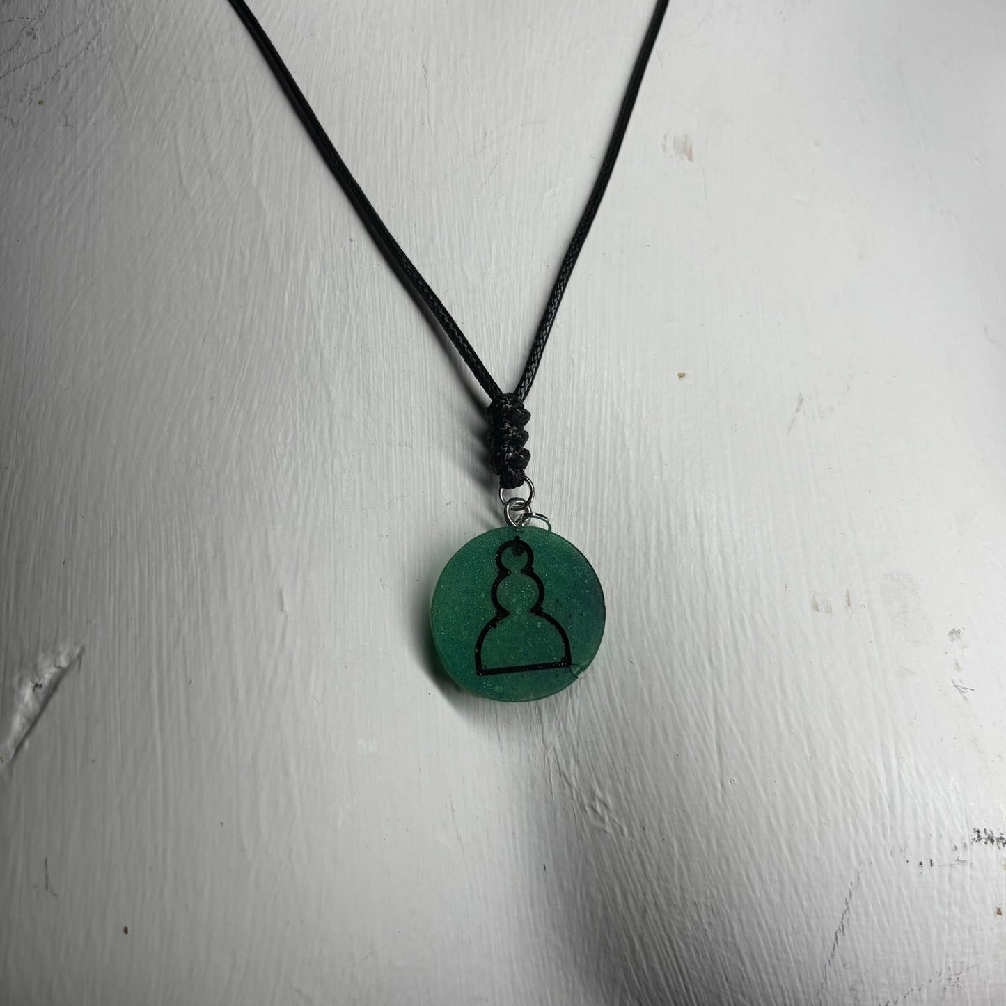 Green pawn - Handmade Resin Chess Necklace