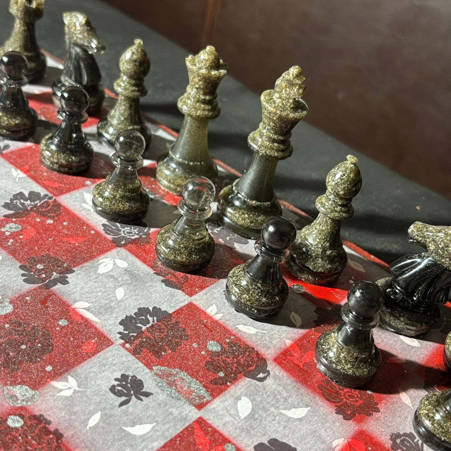 Dark Flower Play - Scrapbook Chess Set