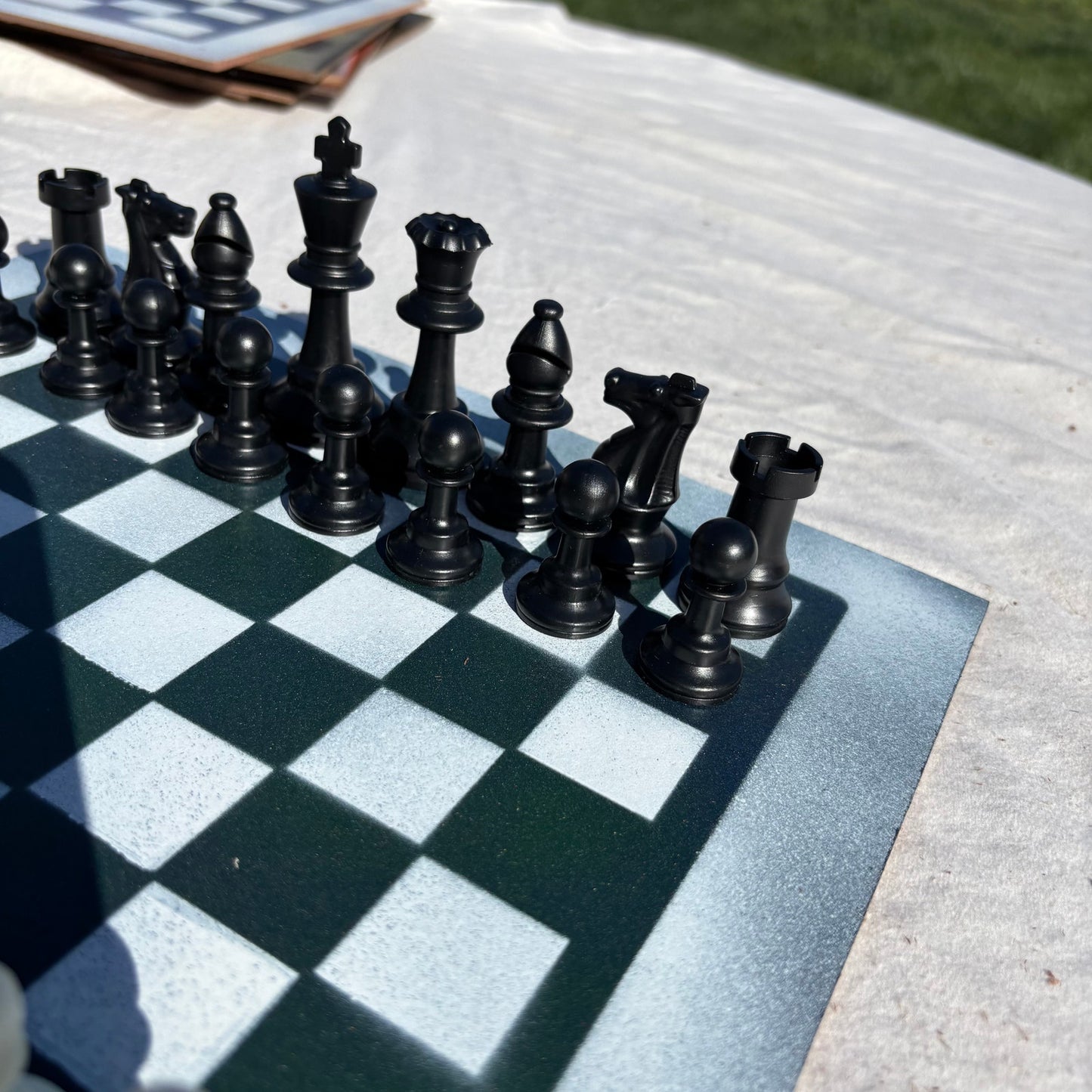 Darkened Green - Painted Chess Set