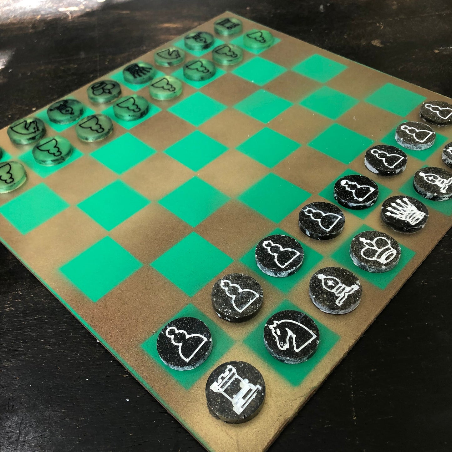 Golden Green - Painted Chess Set