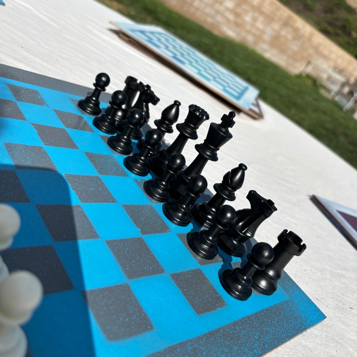 Gurage Blue - Painted Chess Set