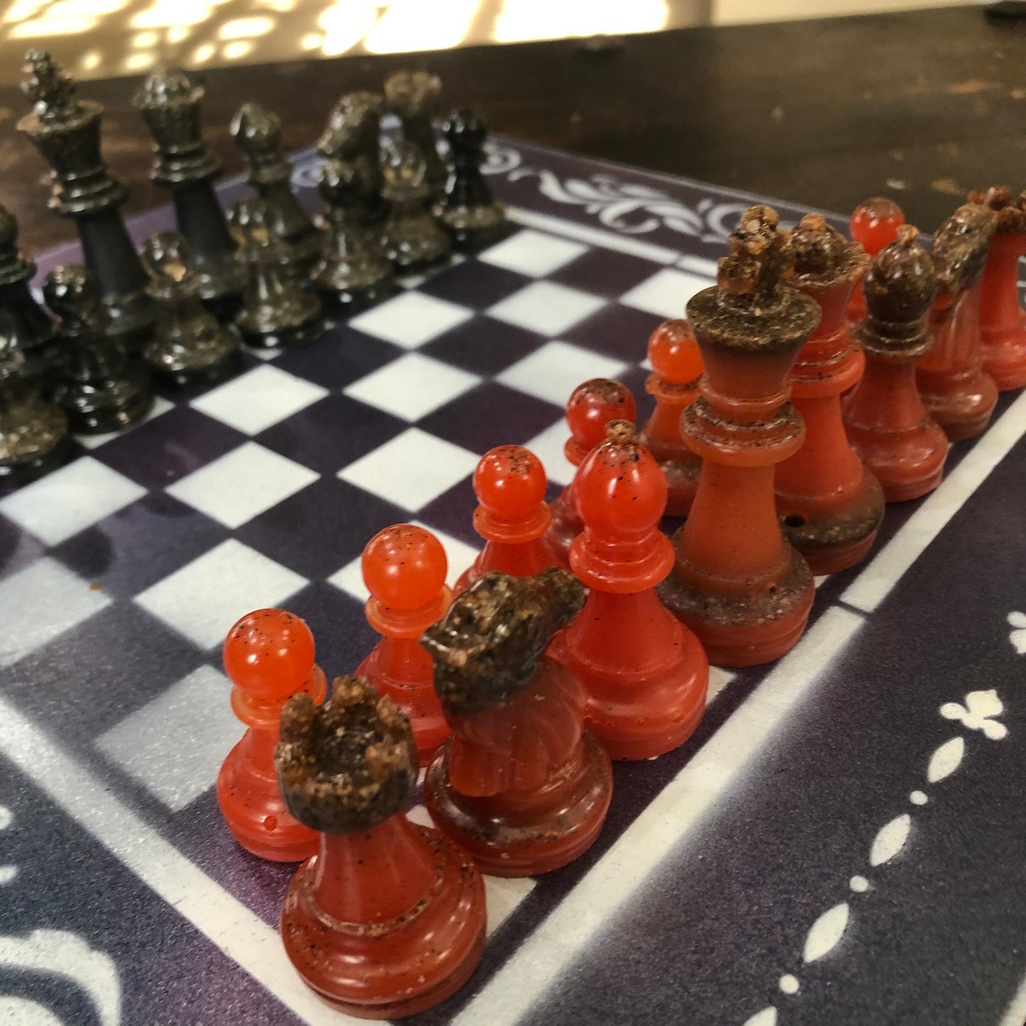 Opal Purple Space - Painted Chess Set