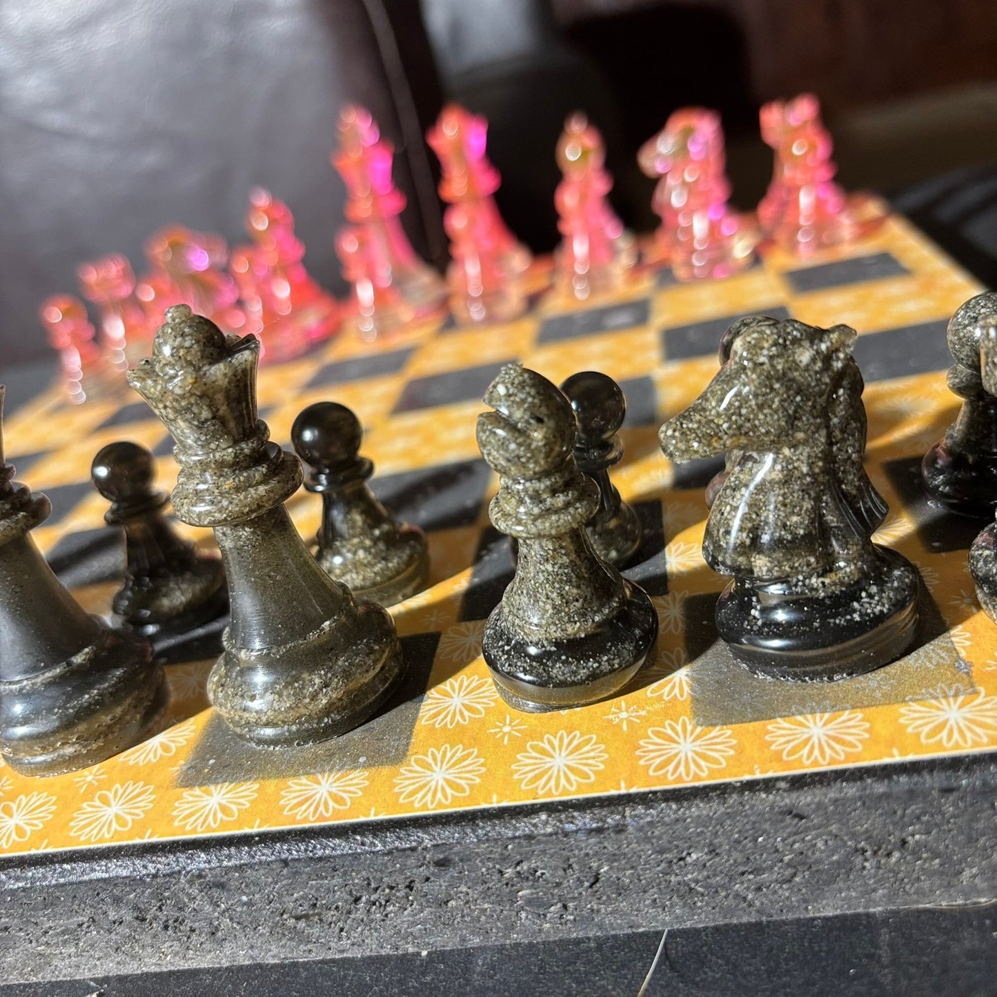 Yellow & Pink Vintage Pattern - Scrapbook Chess Set