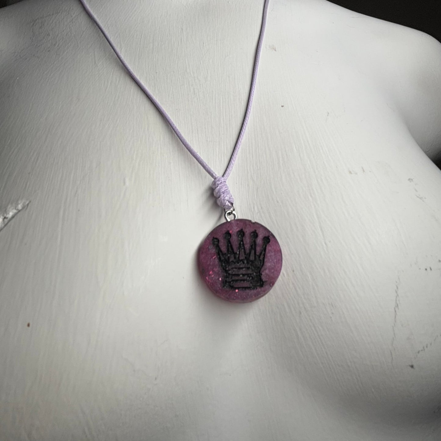 Supreme Dark Purple Queen - Handmade Resin Chess Necklace