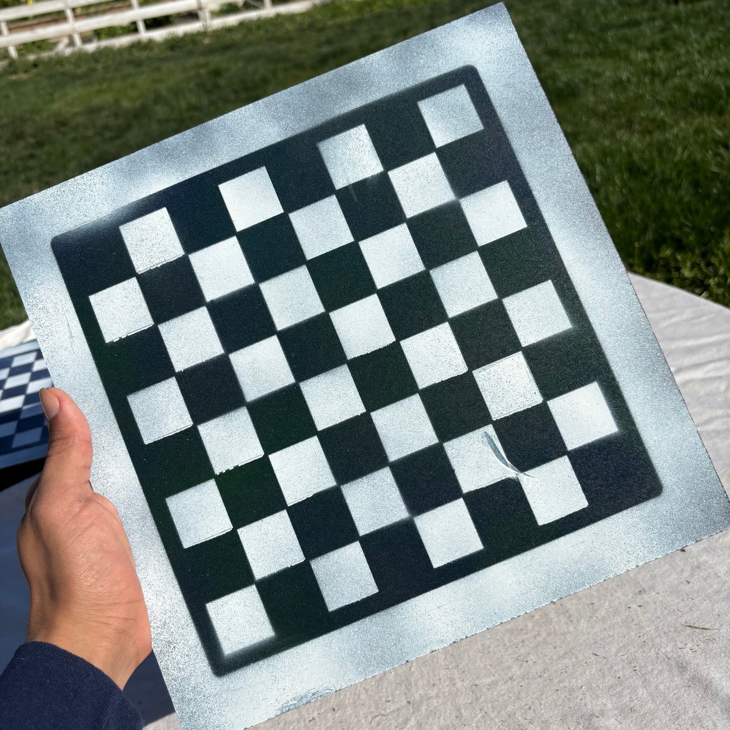 Darkened Green - Painted Chess Set