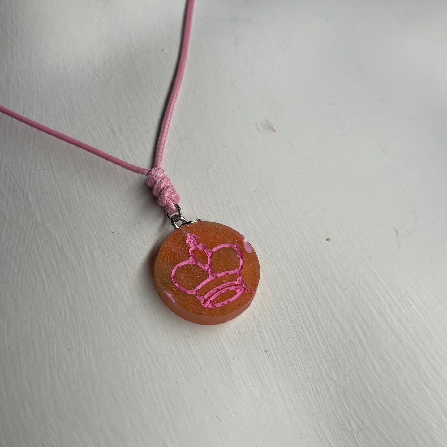 Orange/Pink King - Handmade Resin Chess Necklace