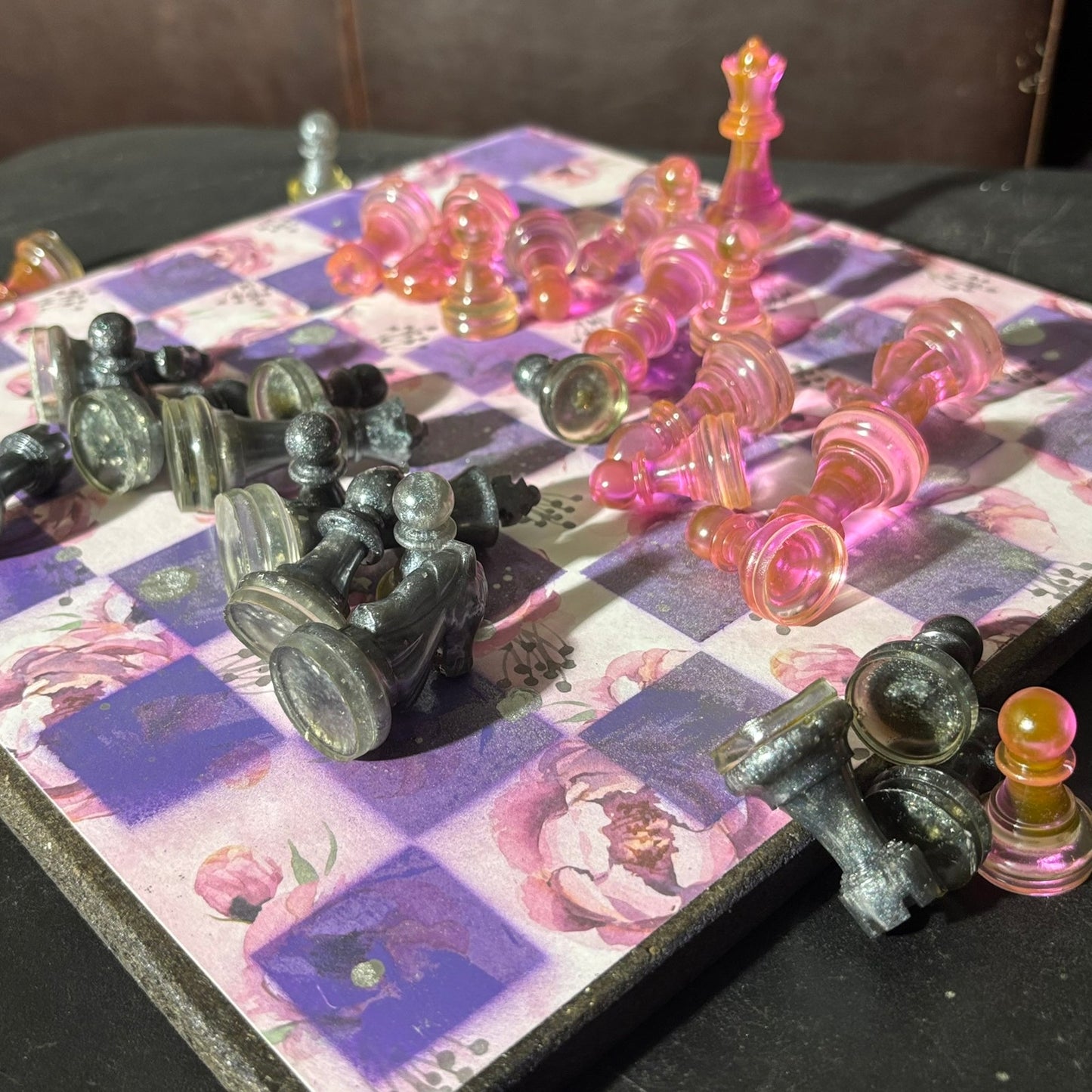 Pink Rose Purple - Scrapbook Chess Set