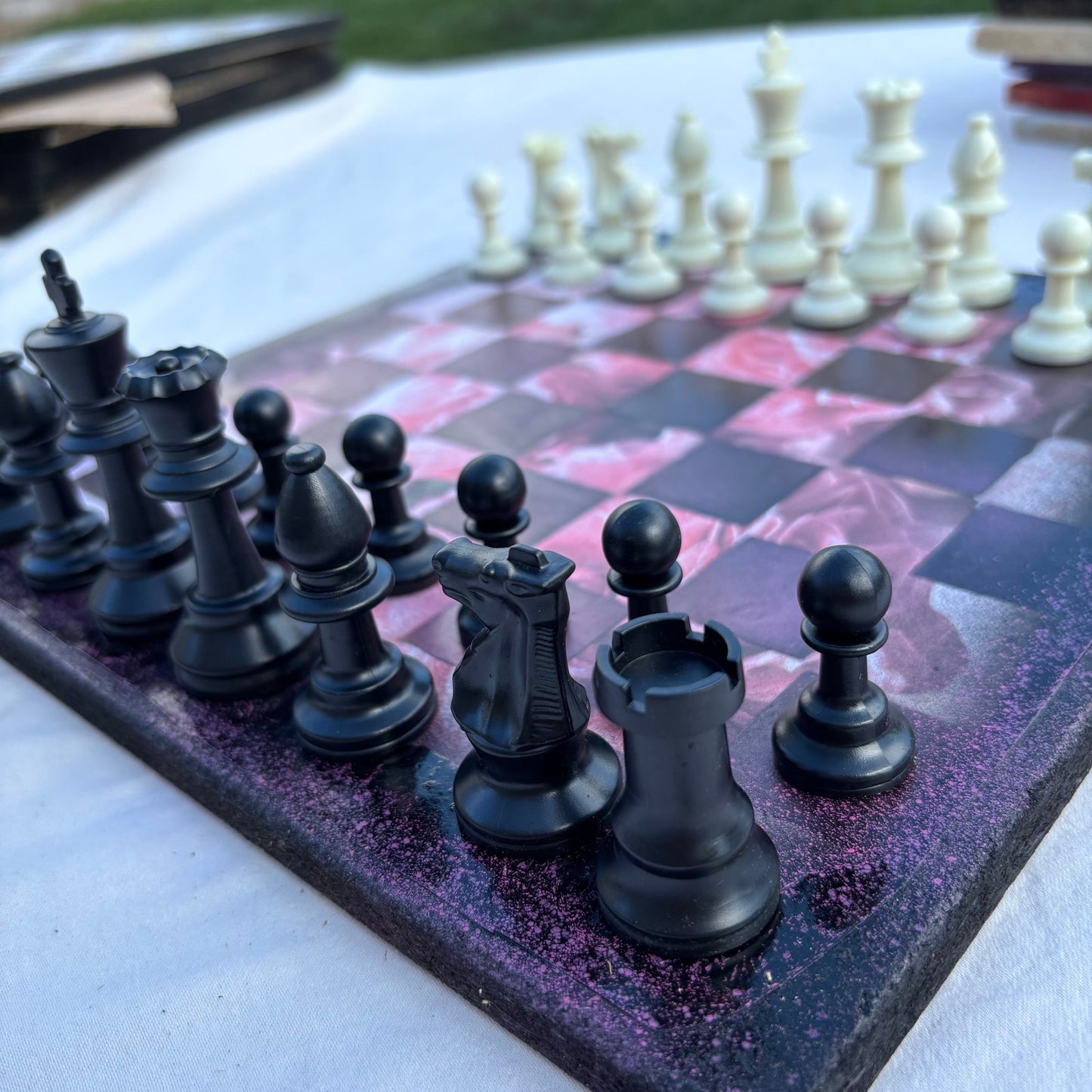 Pink Flowers - Scrapbook Chess Set