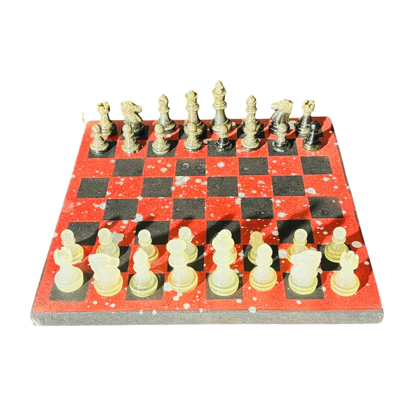 Red Chrome Black - Painted Chess Set