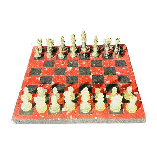 Red Chrome Black - Painted Chess Set