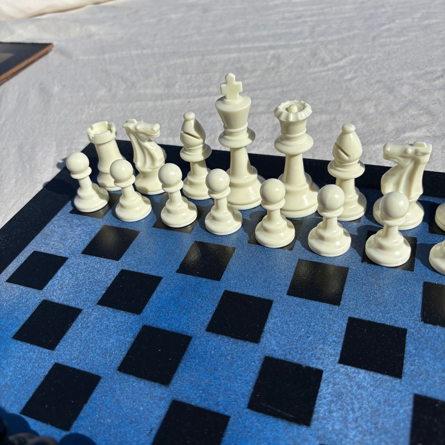 Blue & Black - Painted Chess Set