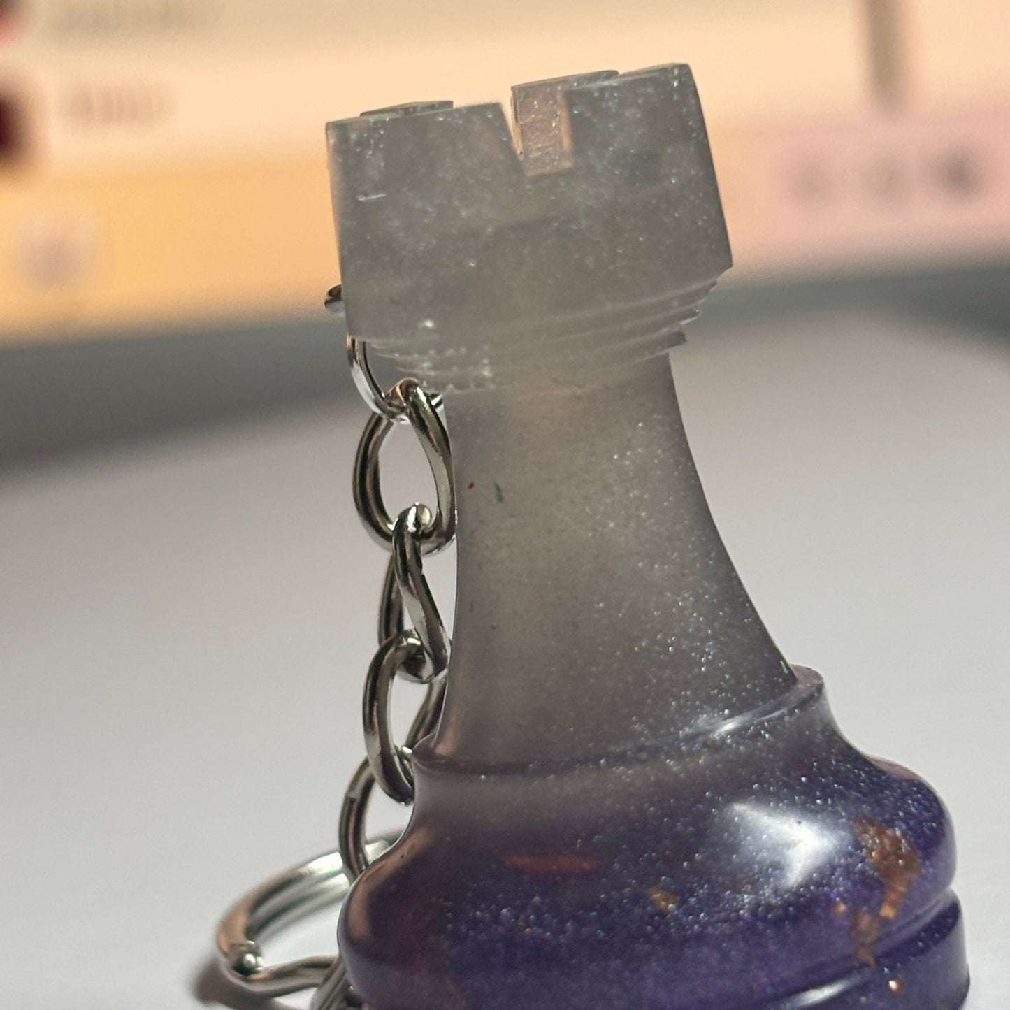 Crystal Purple Rook - Handmade Resin Keychain