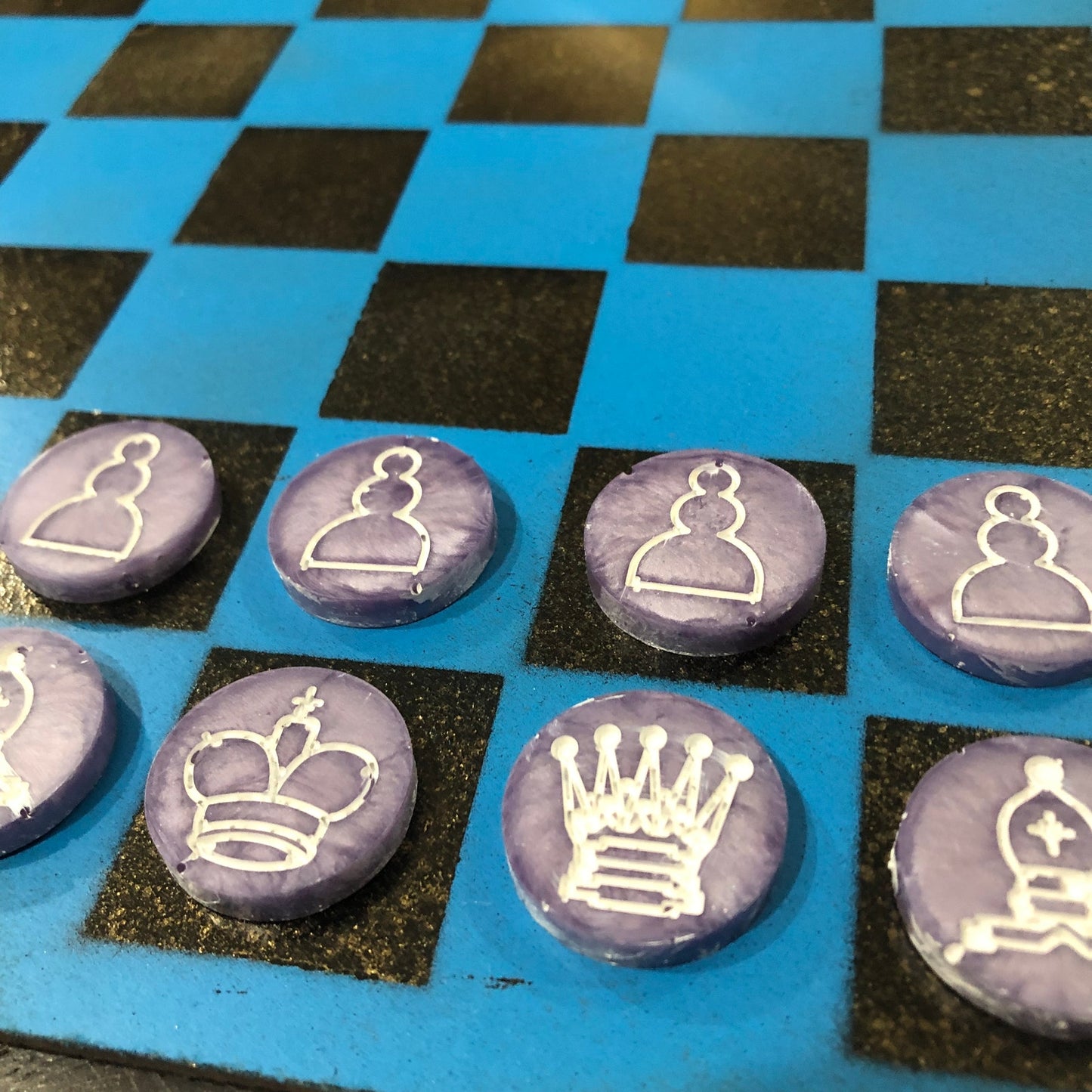 Golden Blue - Painted Chess Set