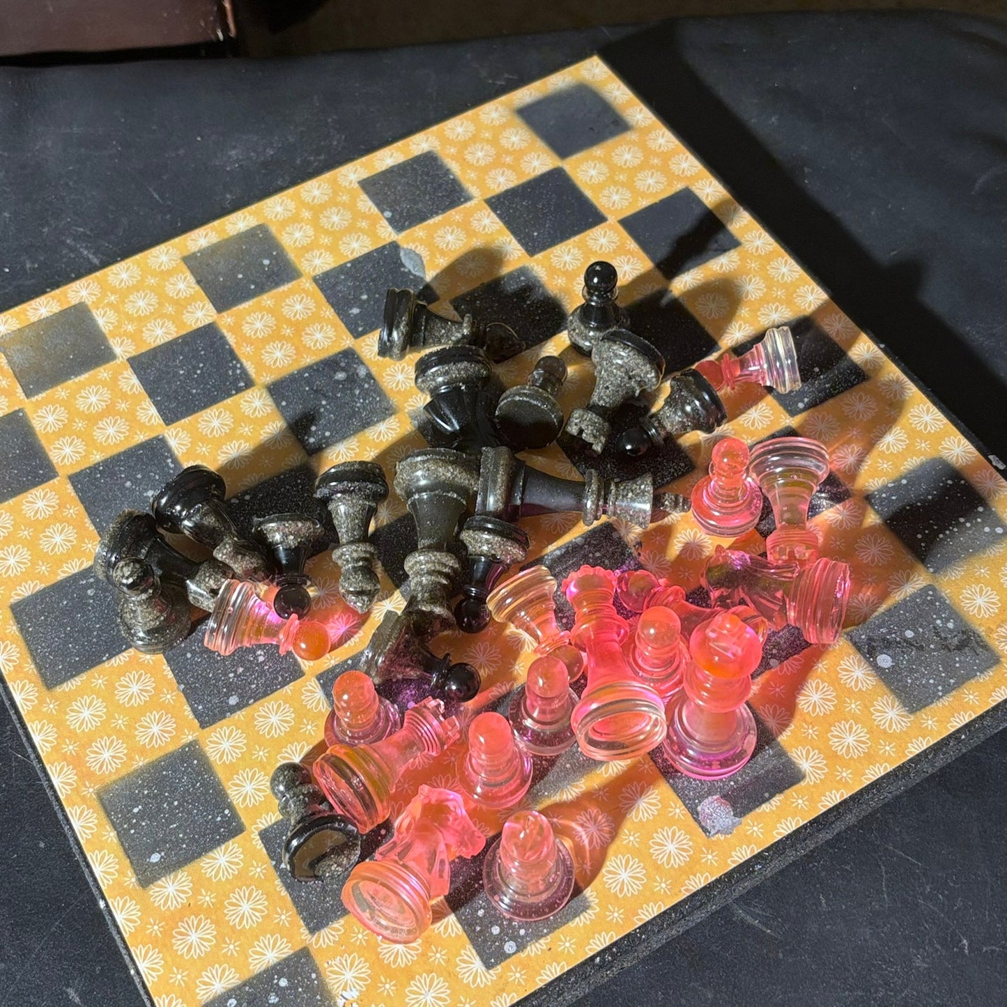 Yellow & Pink Vintage Pattern - Scrapbook Chess Set