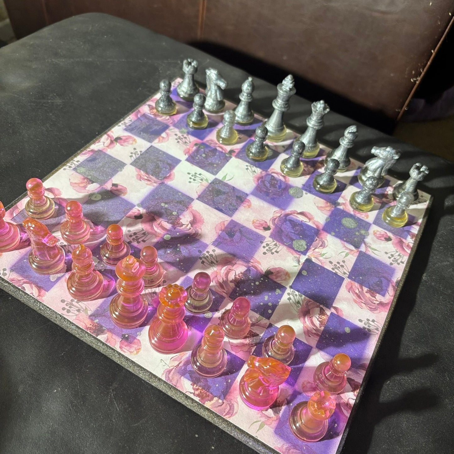 Pink Rose Purple - Scrapbook Chess Set
