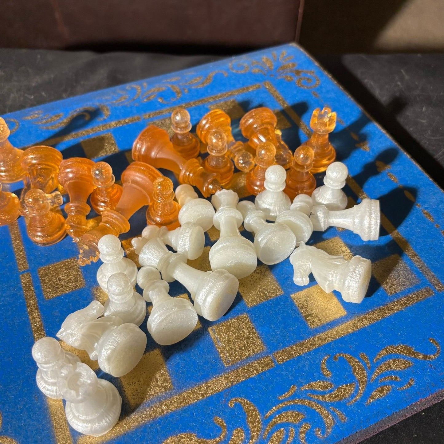 Supreme Blue & Gold- Painted Chess Set
