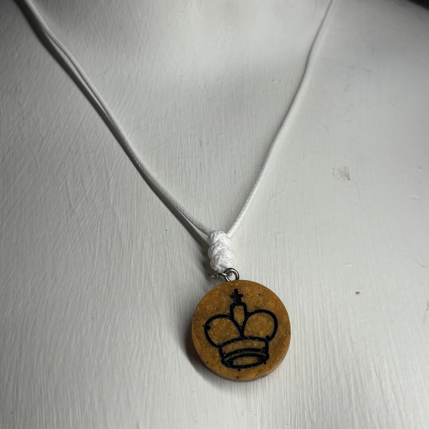Dark Golden King - Handmade Resin Chess Necklace