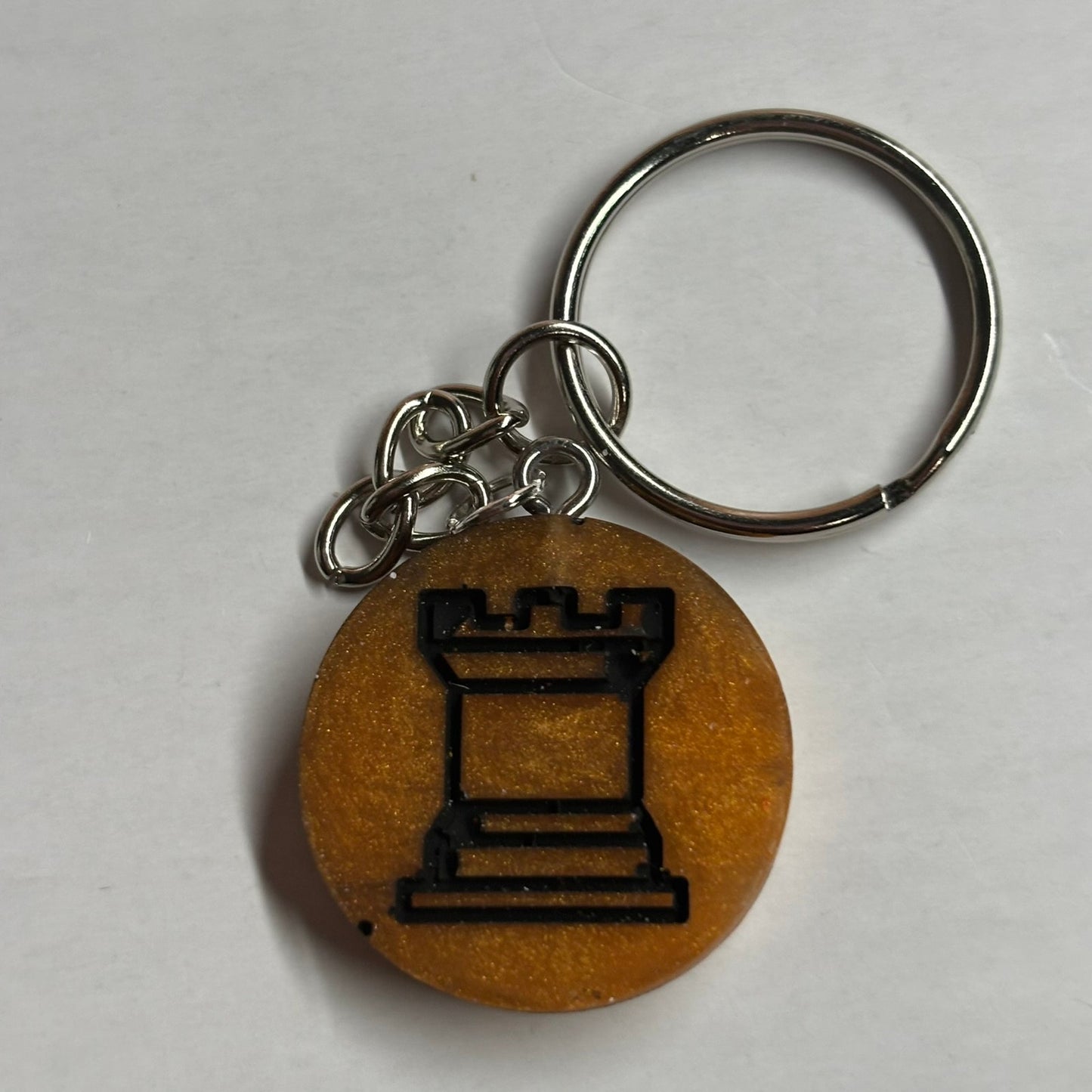 Orange Lava Rook - Handmade Resin Keychain