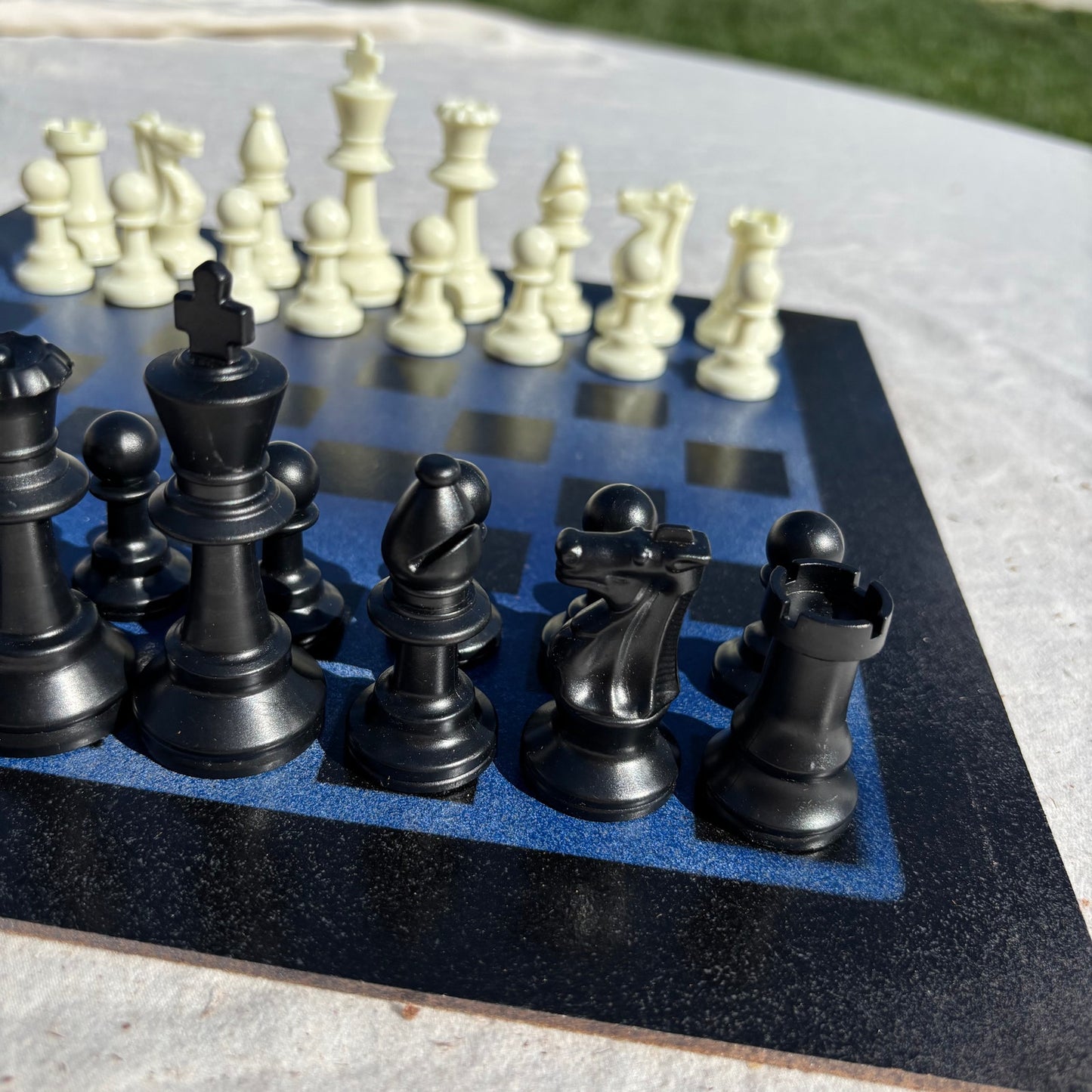 Dark Blue & Black - Painted Chess Set