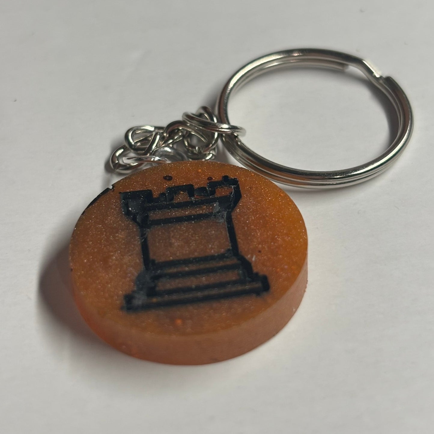 Dark Orange Rook - Handmade Resin Keychain