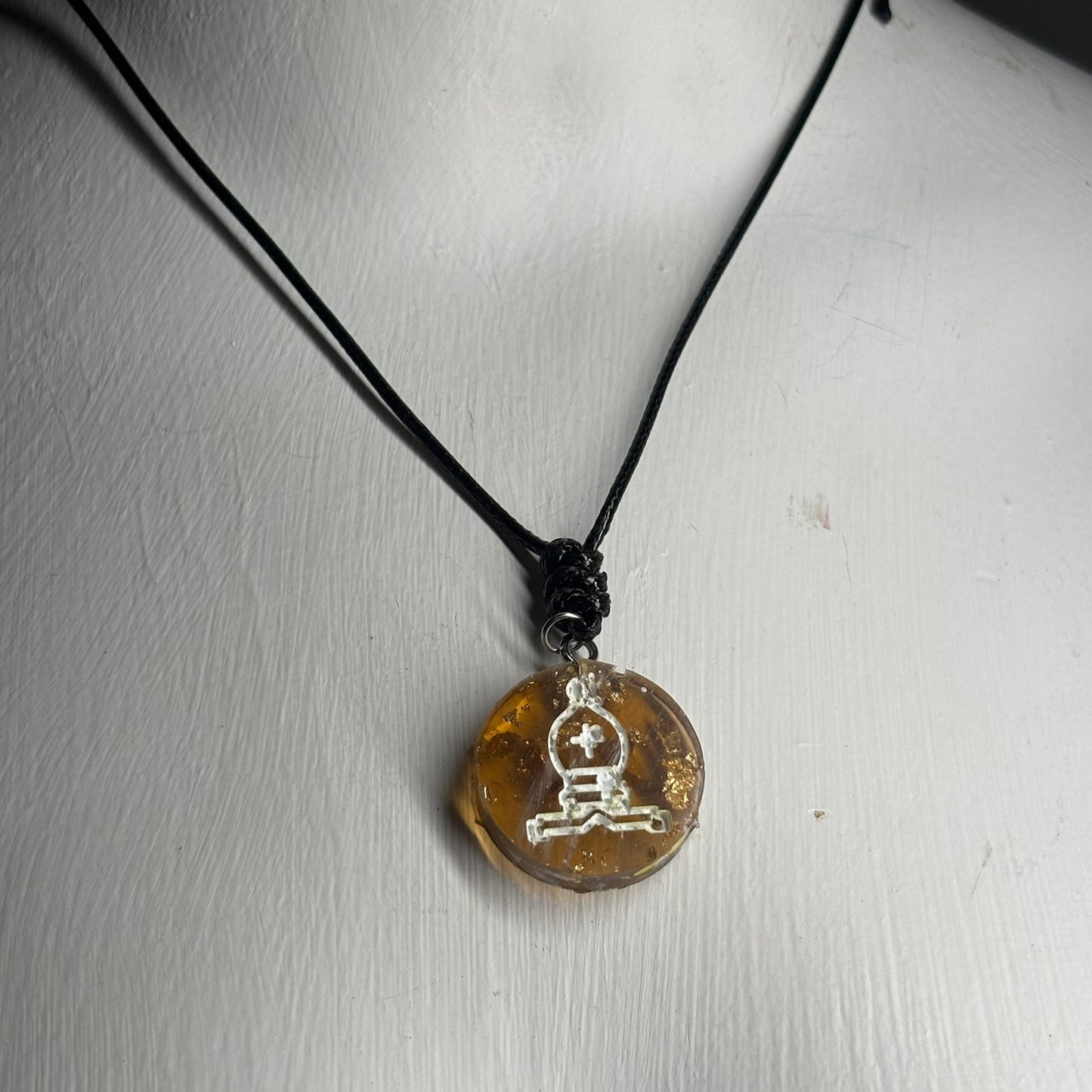Amber Bishop - Handmade Resin Chess Necklace