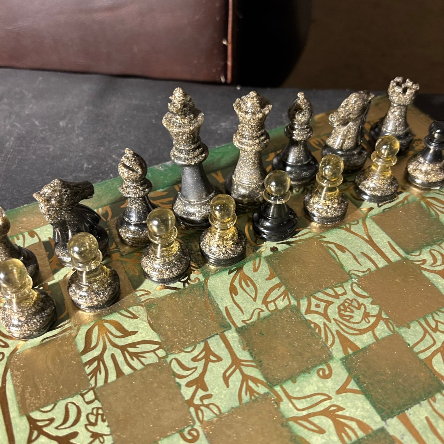 Golden Green Vintage - Scrapbook Chess Set