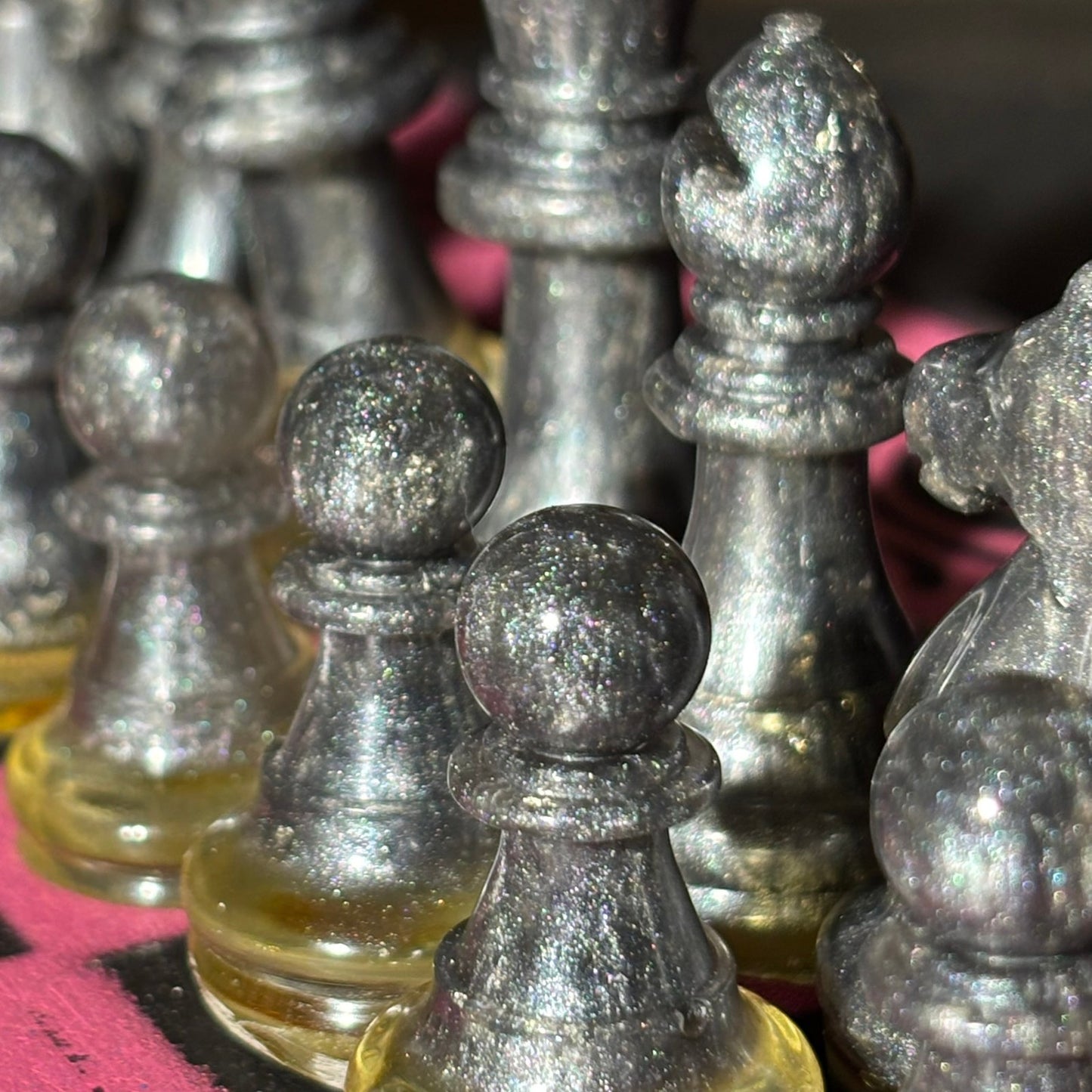 Pink & Black - Painted Chess Set