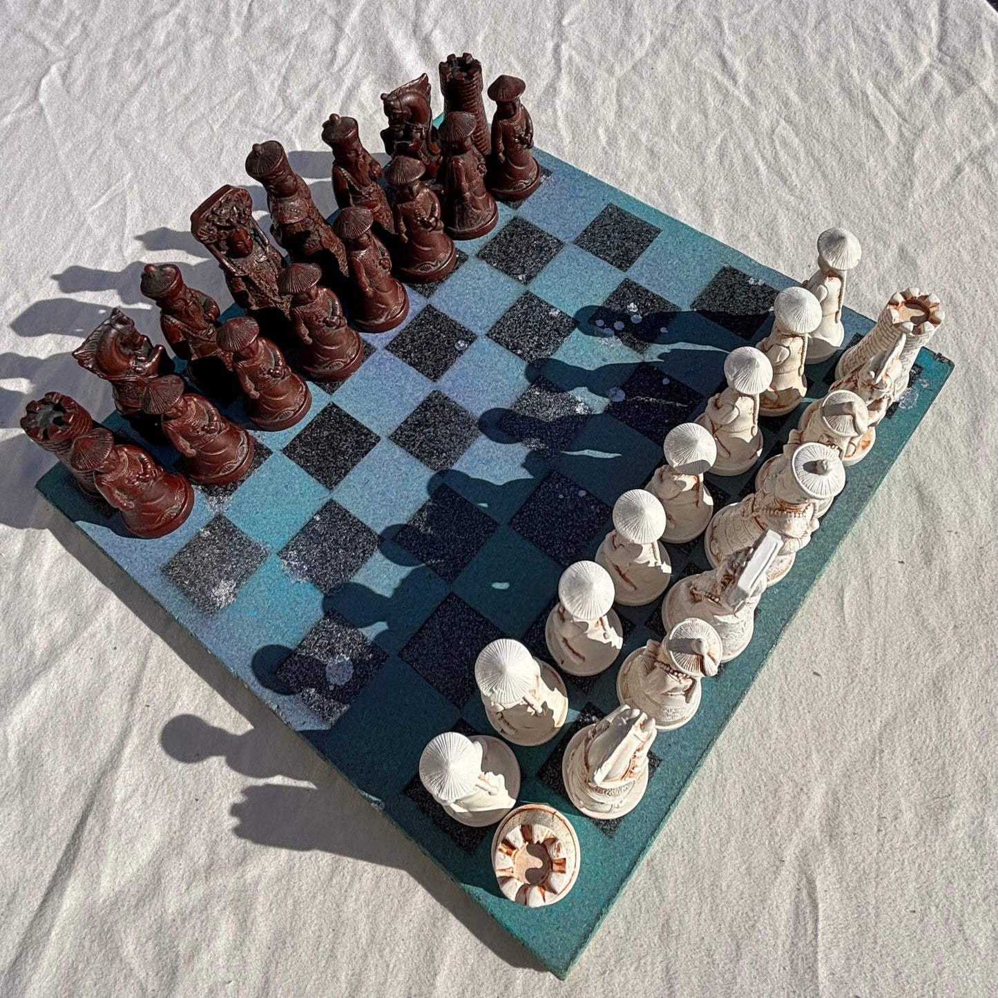 Greenish Blue Space - Chinese Edition Chess Set