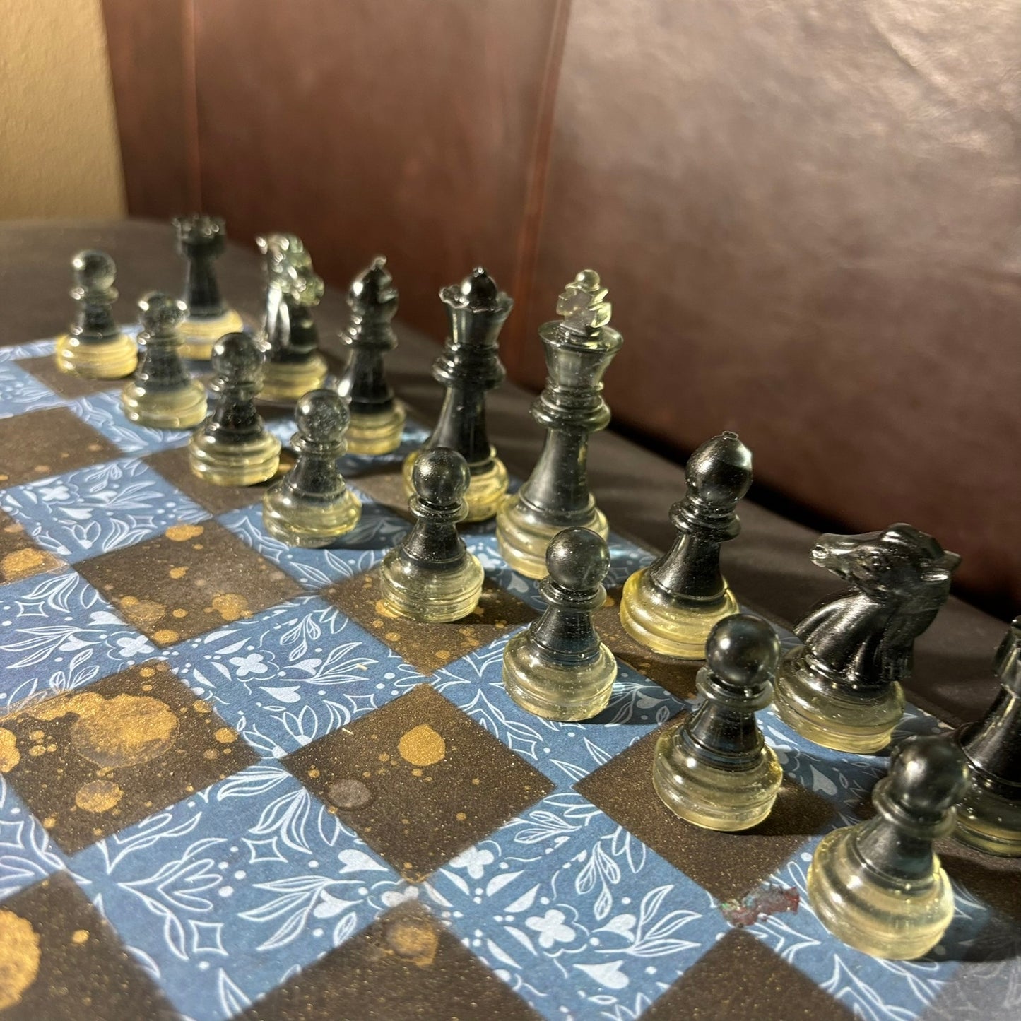 Vintage Golden Blue - Scrapbook Chess Set