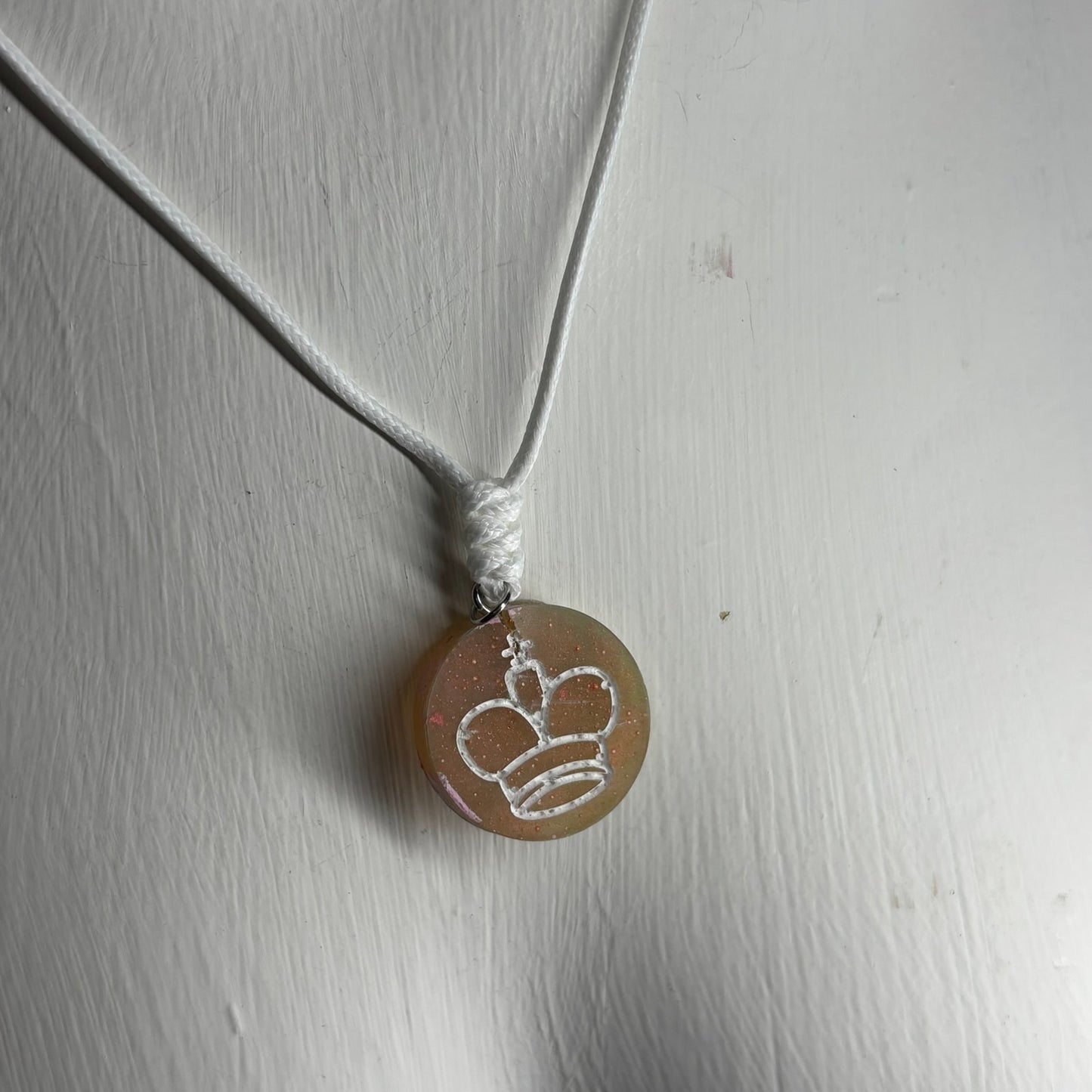 Yellow Sunset King - Handmade Resin Chess Necklace