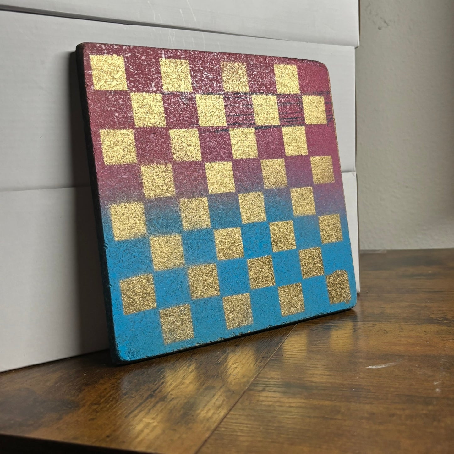 Pink & Blue Gold - Painted Double Sided Chess Board