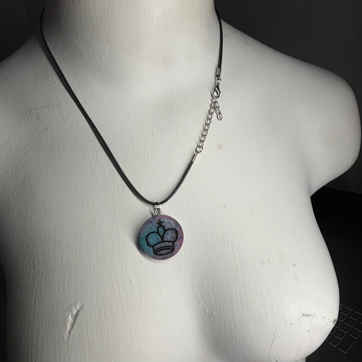 Blue/Purple King - Handmade Resin Chess Necklace