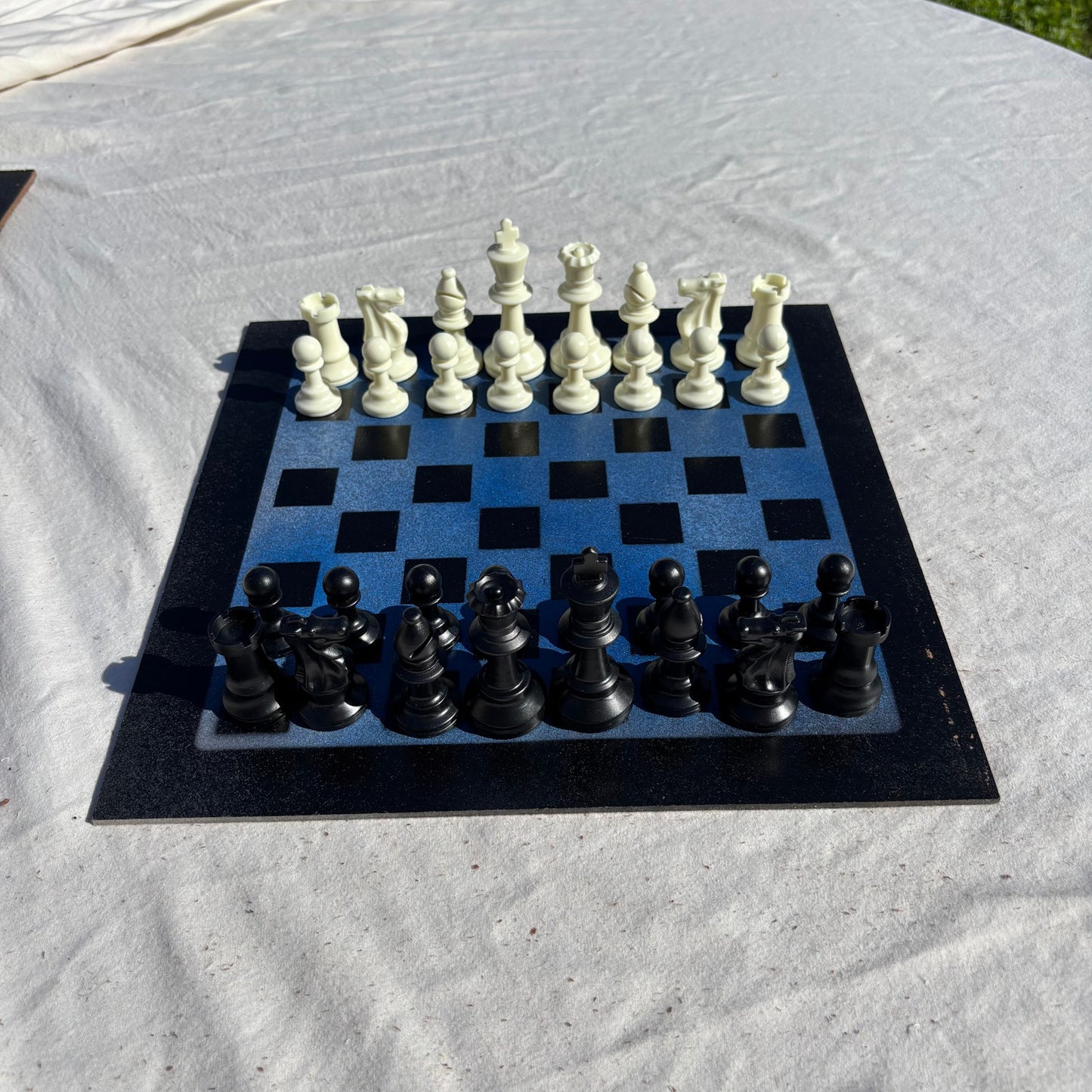 Blue & Black - Painted Chess Set