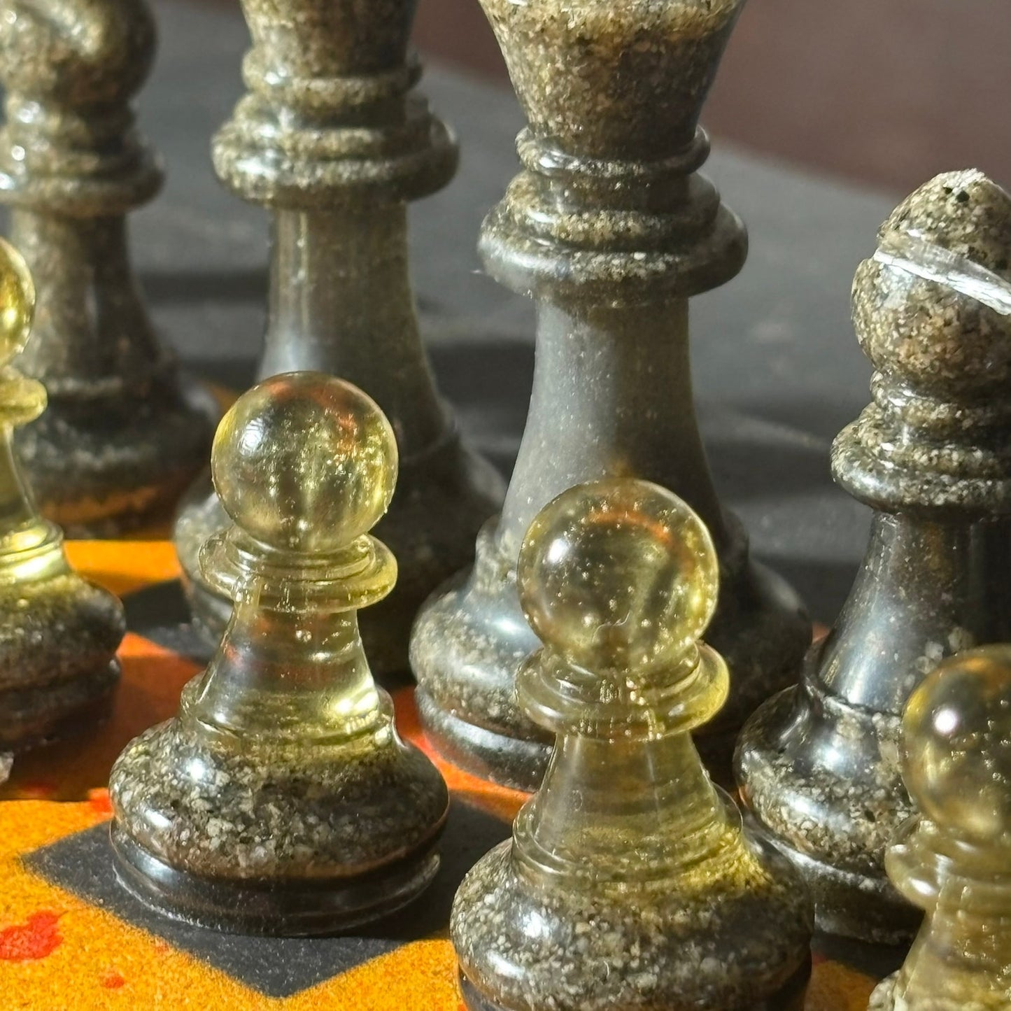 Yellow & Red Opal - Painted Chess Set