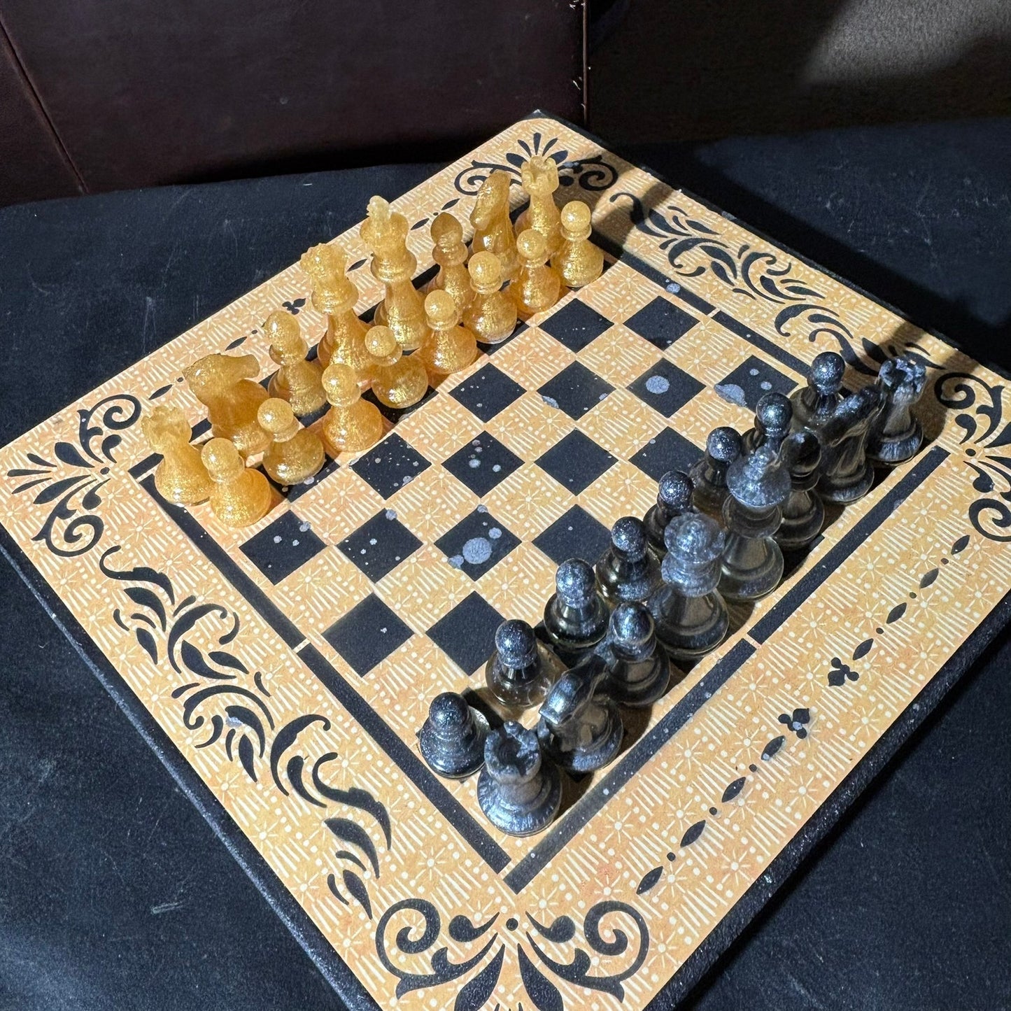 Sunset Yellow Pattern - Scrapbook Chess Set