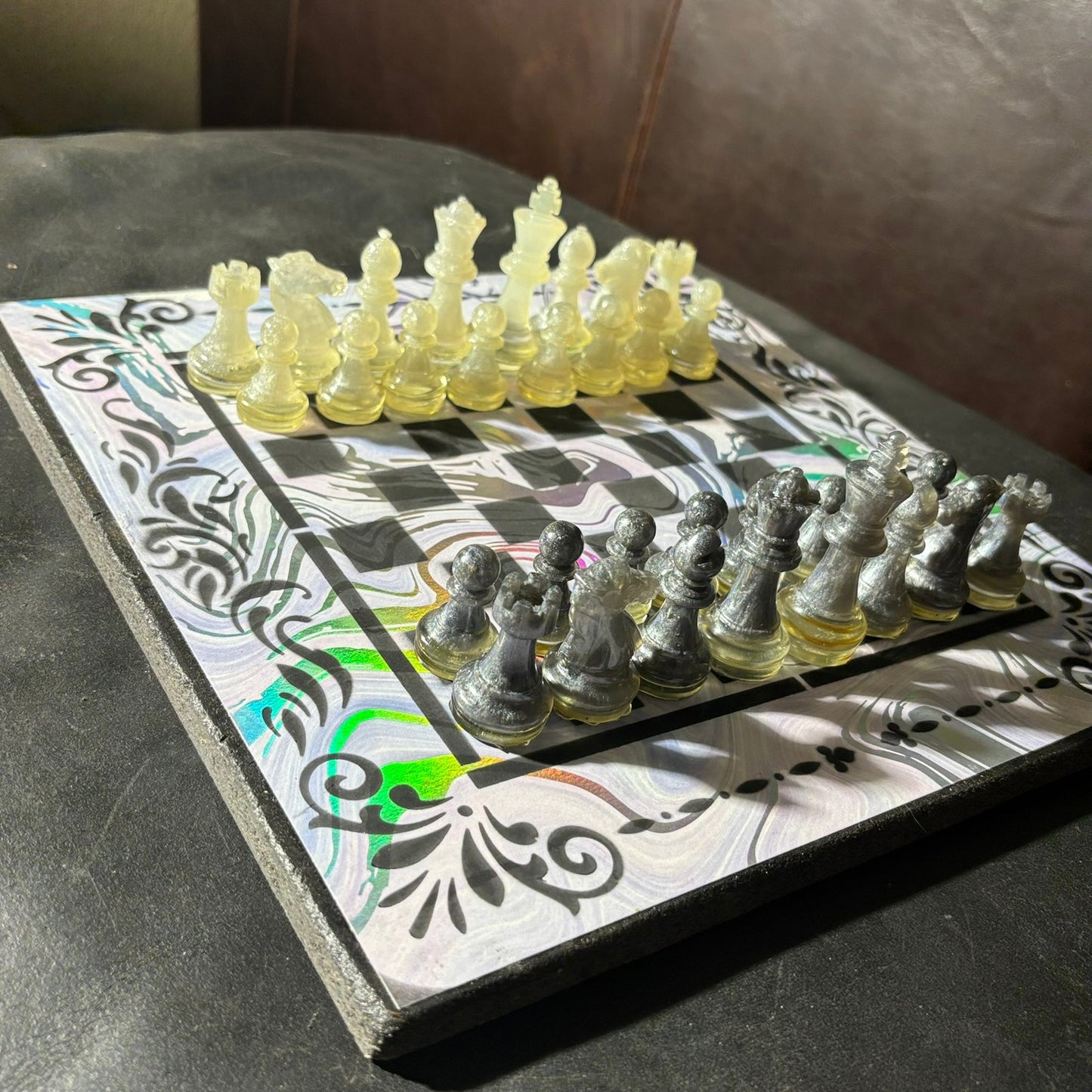 Chrome Shine Pattern - Scrapbook Chess Set
