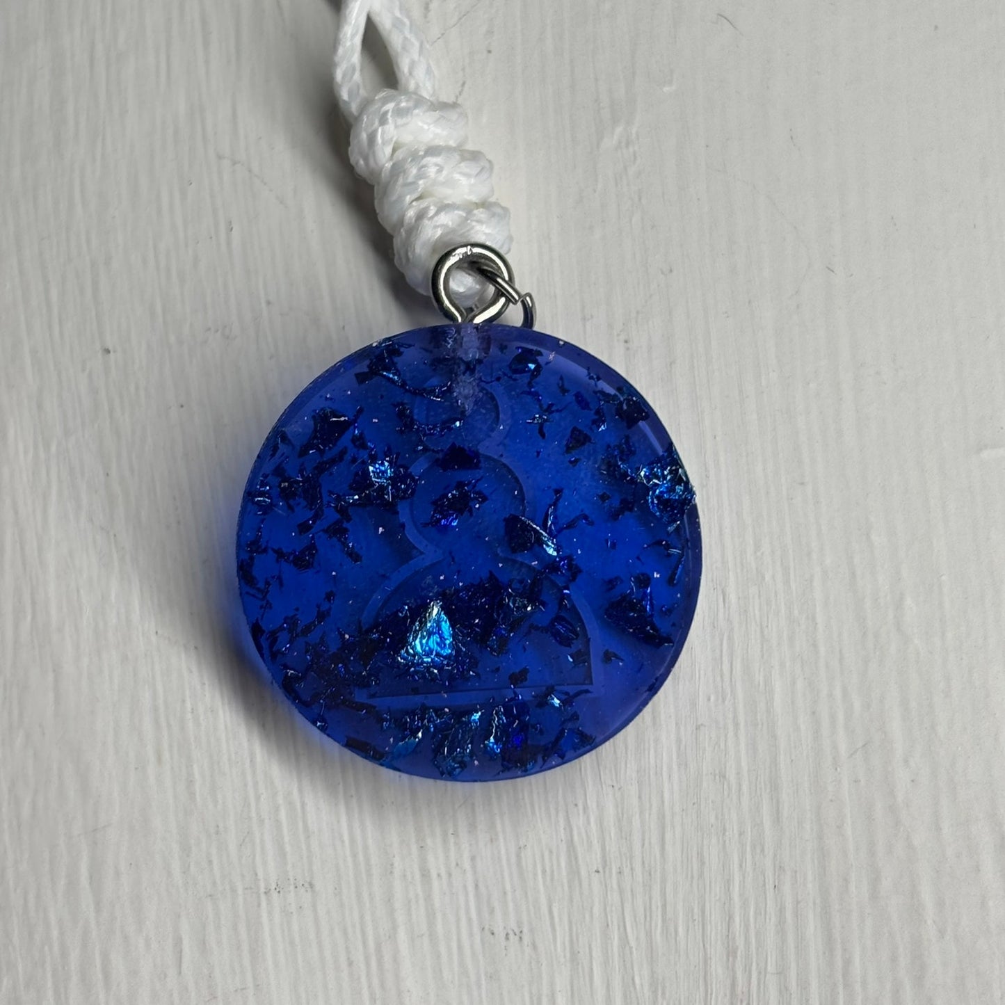 Blue Crystal - Handmade Resin Chess Necklace - Flat Edition