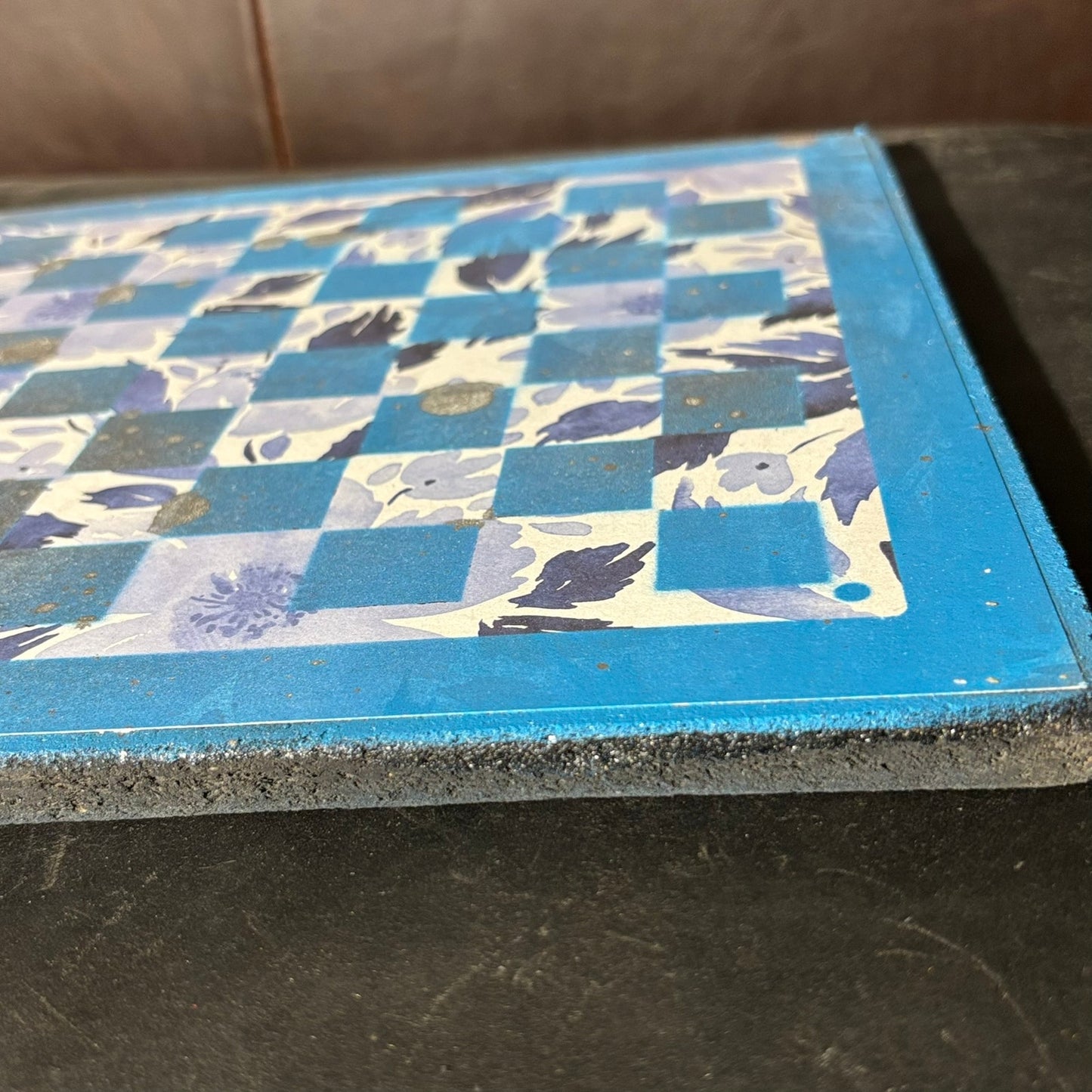 Blue Leaves - Scrapbook Chess Board